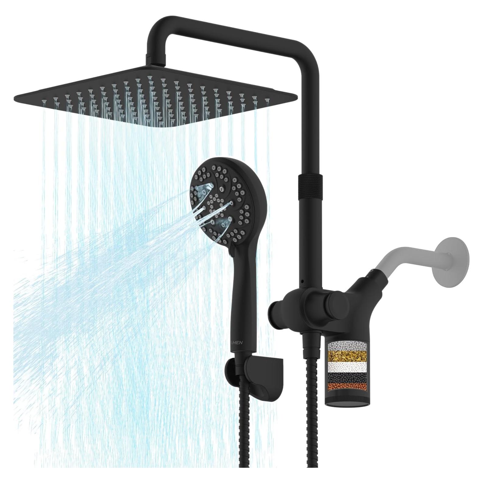 Combo Ducha Filtrada Ryamen 10" Ajustable 7 Modos Negro