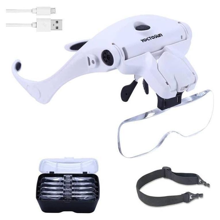 Lupa de Cabeza LED YOCTOSUN 3.5X Recargable con Lentes Intercambiables