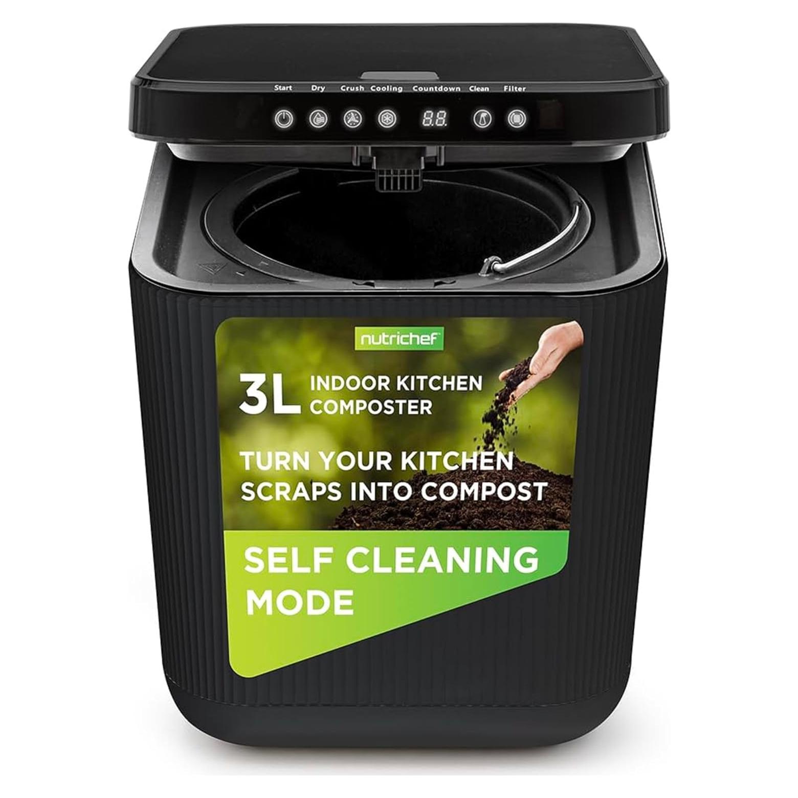 Compostador Eléctrico Nutrichef 3L Gris - Cubo de Cocina