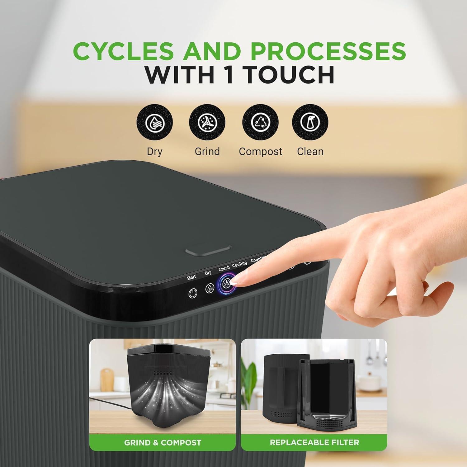 Compostador Eléctrico Nutrichef 3L Gris - Cubo de Cocina