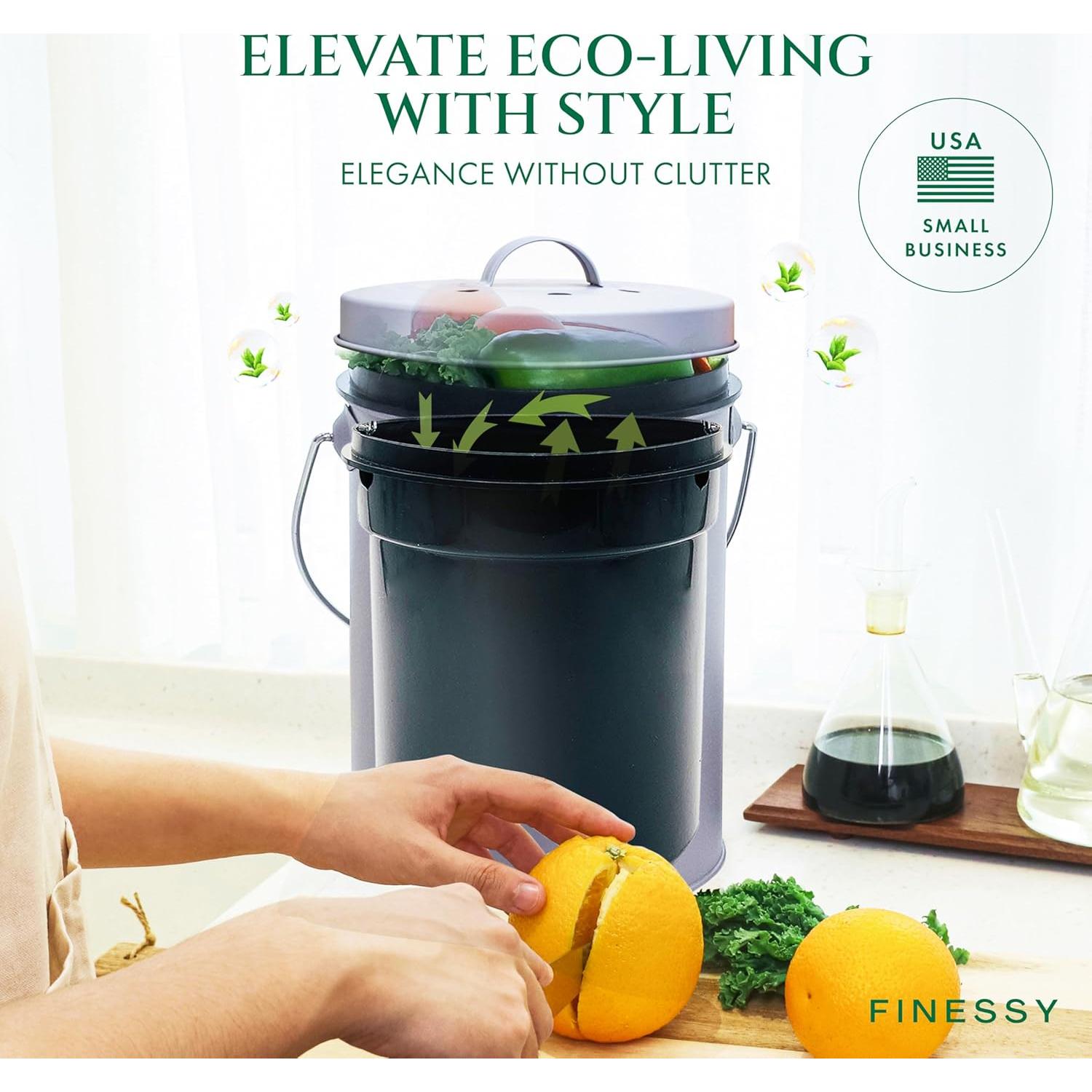 Cubo de Compostaje Interior FINESSY 5L Acero Inoxidable