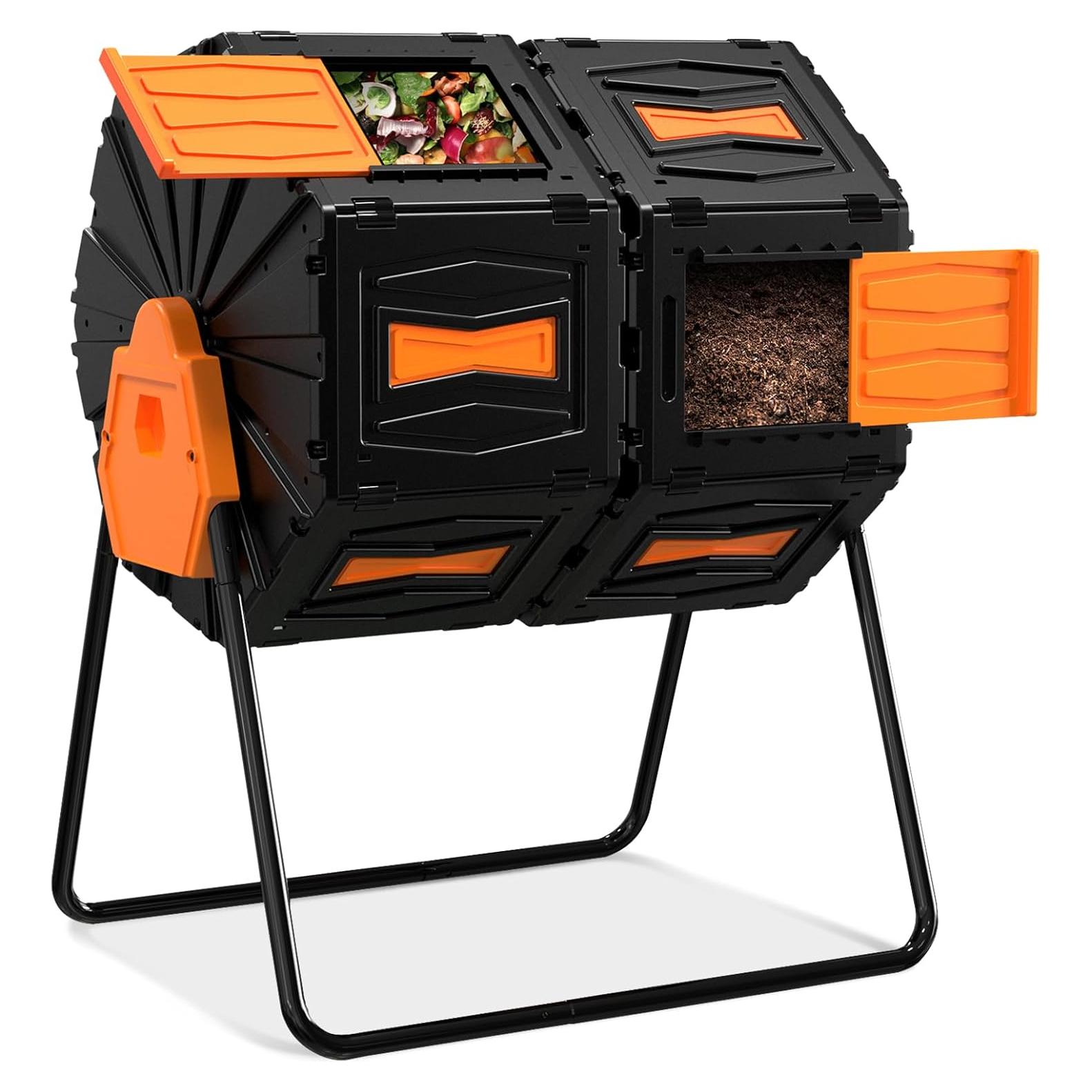 Tumbler de Compost Marcytop 170 Litros Doble Cámara Naranja