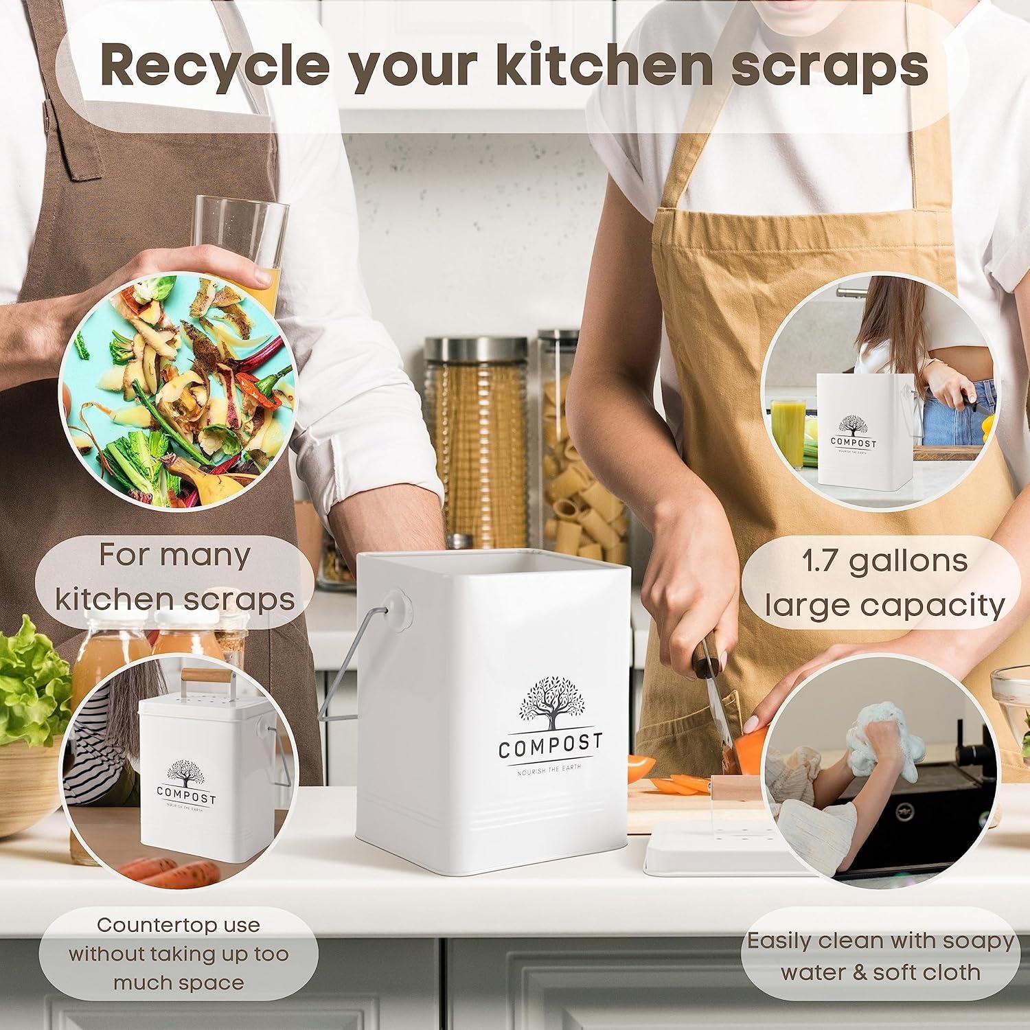 Cubo de Compostaje de Cocina PERFNIQUE 6.43L con Tapa