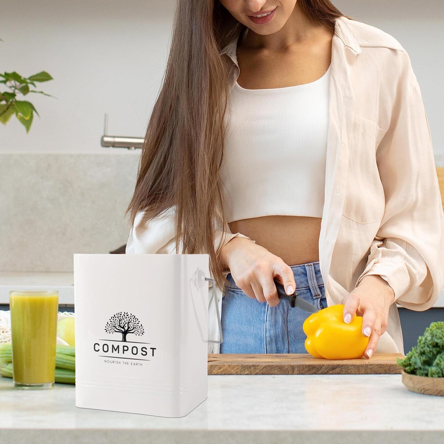 Cubo de Compostaje de Cocina PERFNIQUE 6.43L con Tapa