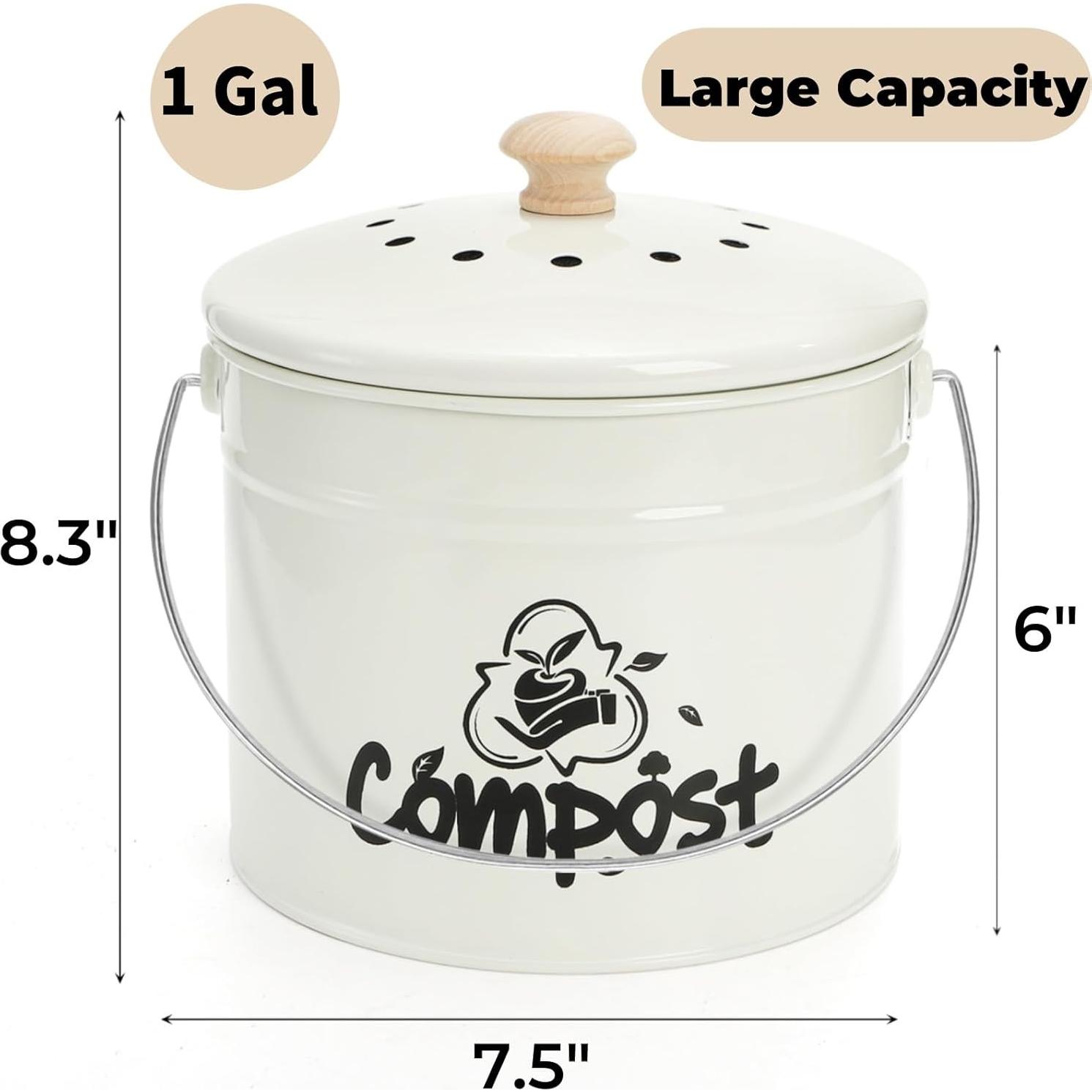 Contenedor de Compostaje de Cocina Tlence 3L Blanco Sin Olores