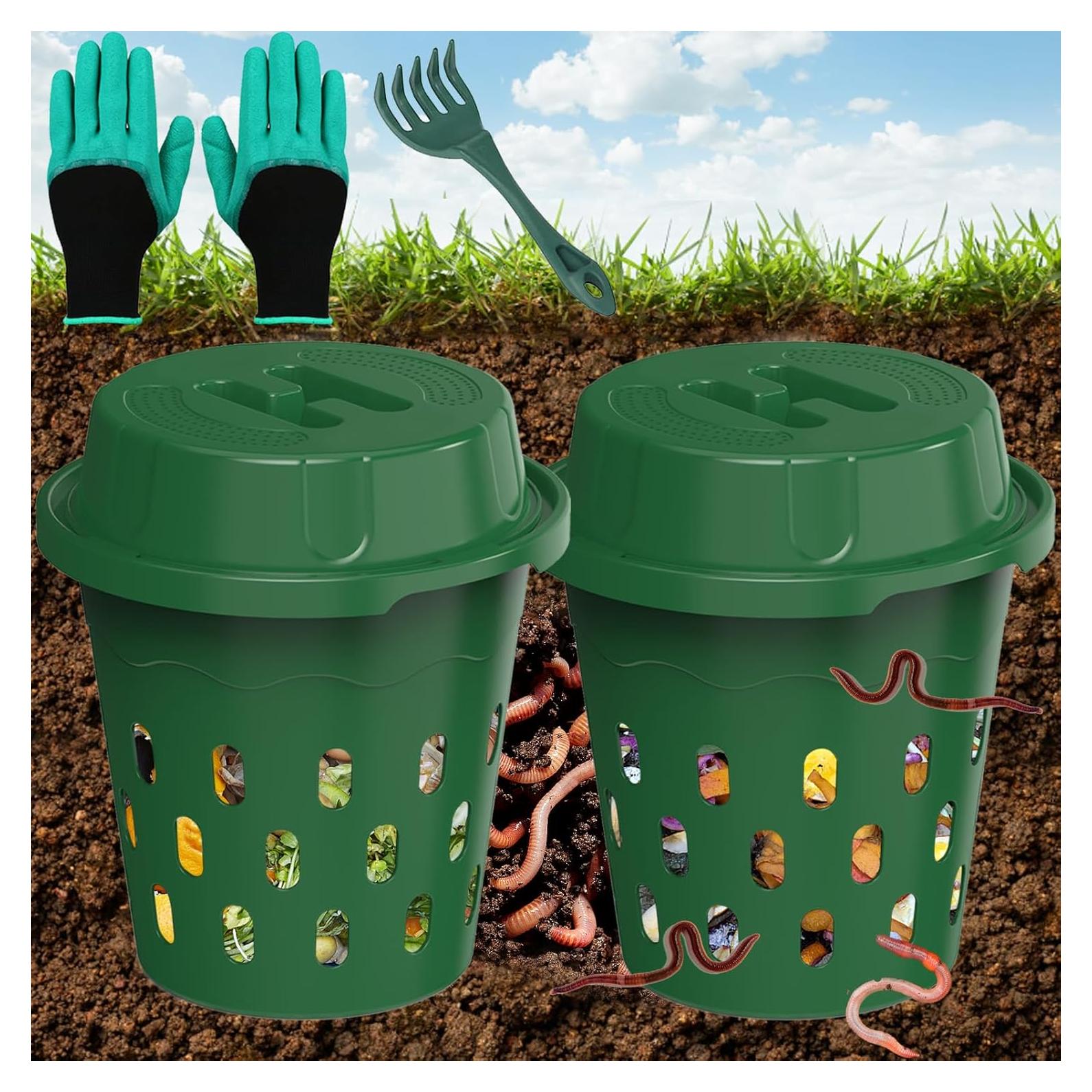 Compostador de Gusanos Inground TOP XIAN 8L 2 Paquetes Verde
