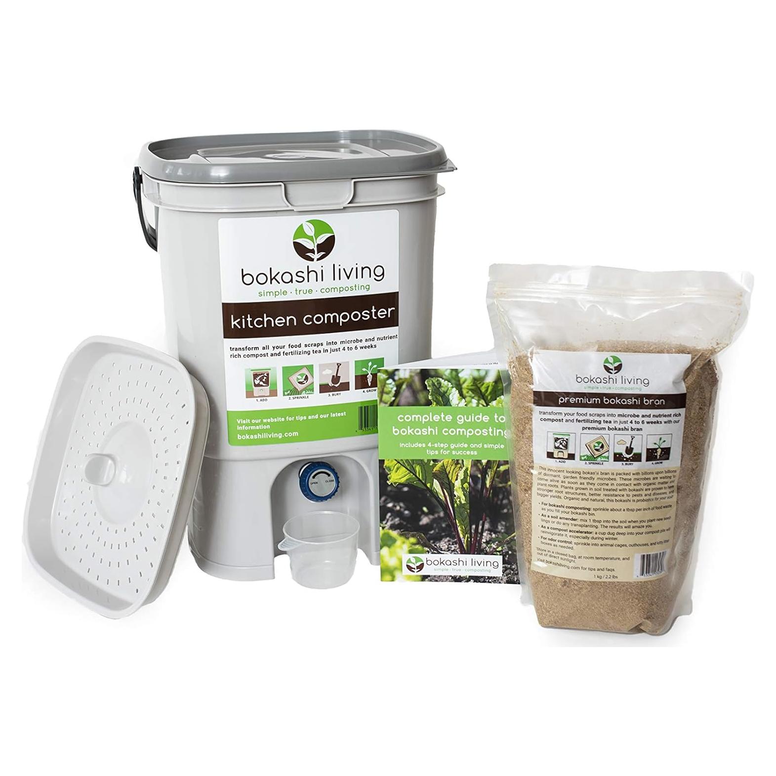 Kit de Compostaje Bokashi Premium 1 Contenedor 1 kg Salvado