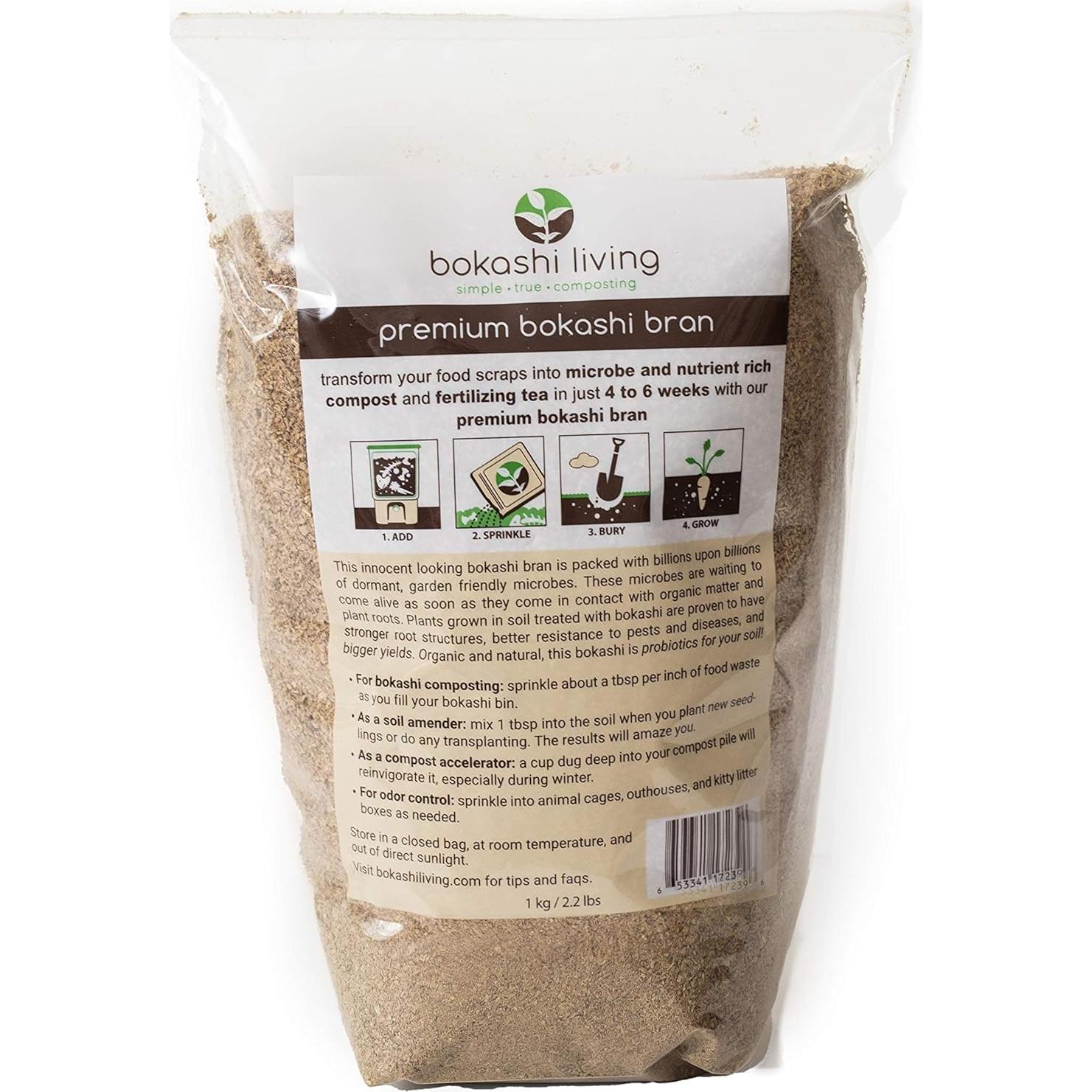 Kit de Compostaje Bokashi Premium 1 Contenedor 1 kg Salvado