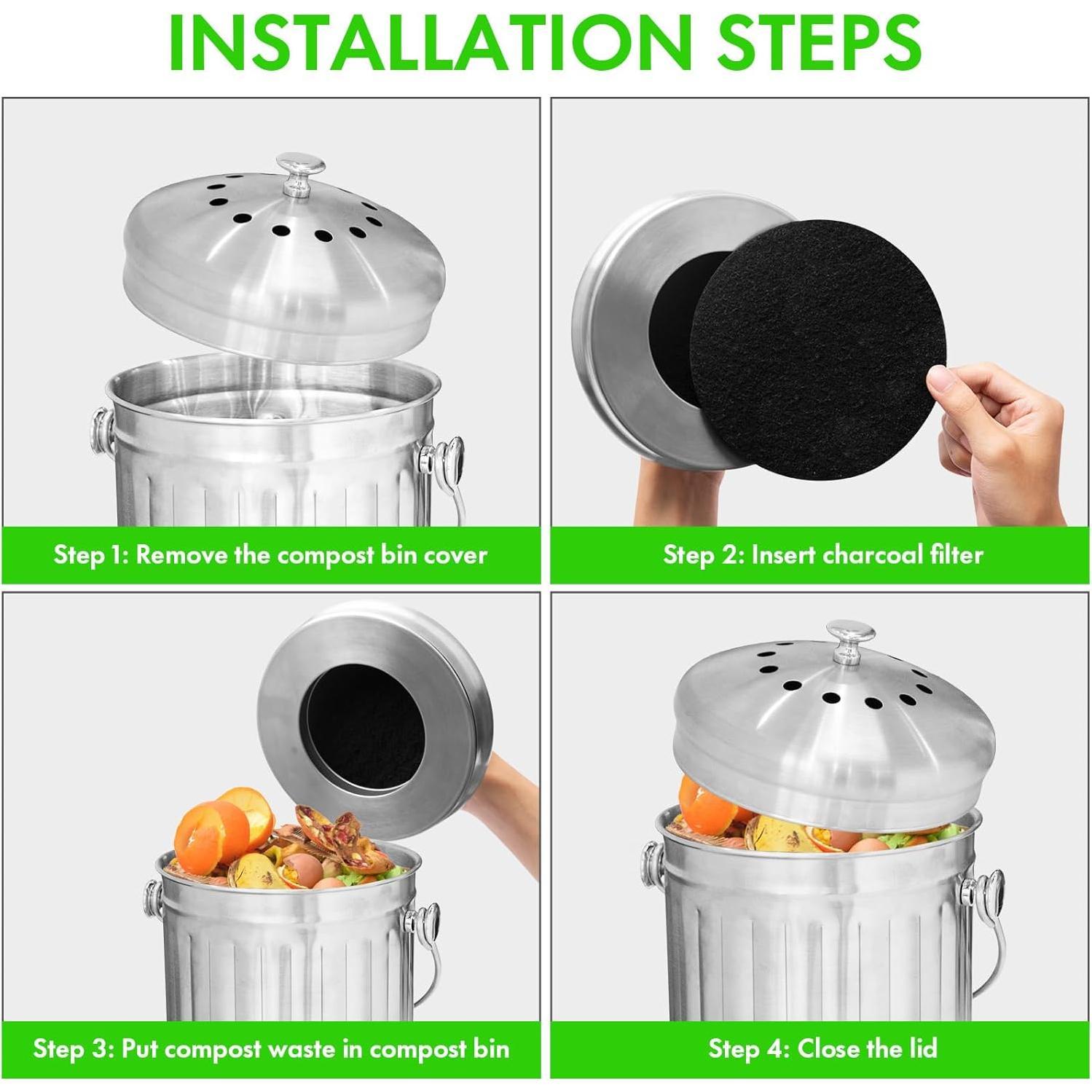 Filtros de carbón activado ENLOY para cubos de compostaje 12u