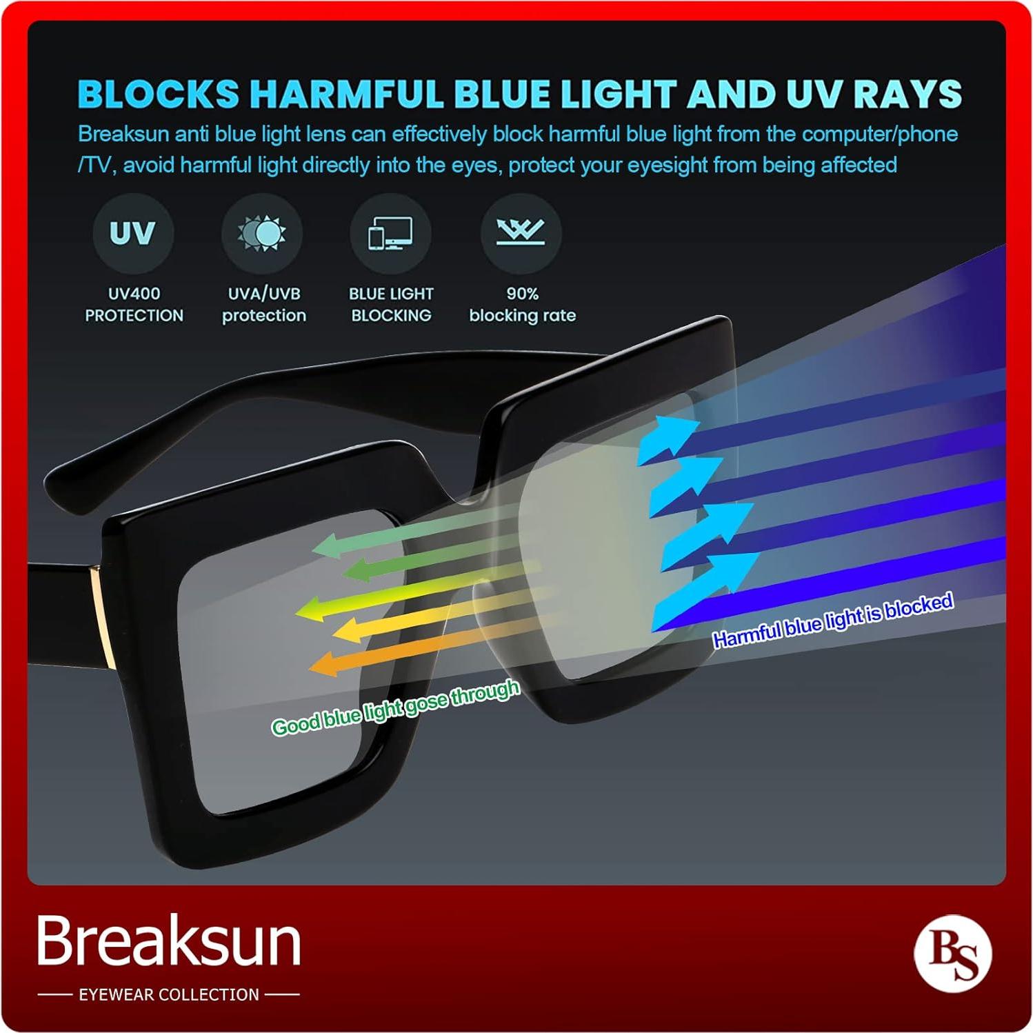 Gafas de luz azul Breaksun B20A grandes para mujeres