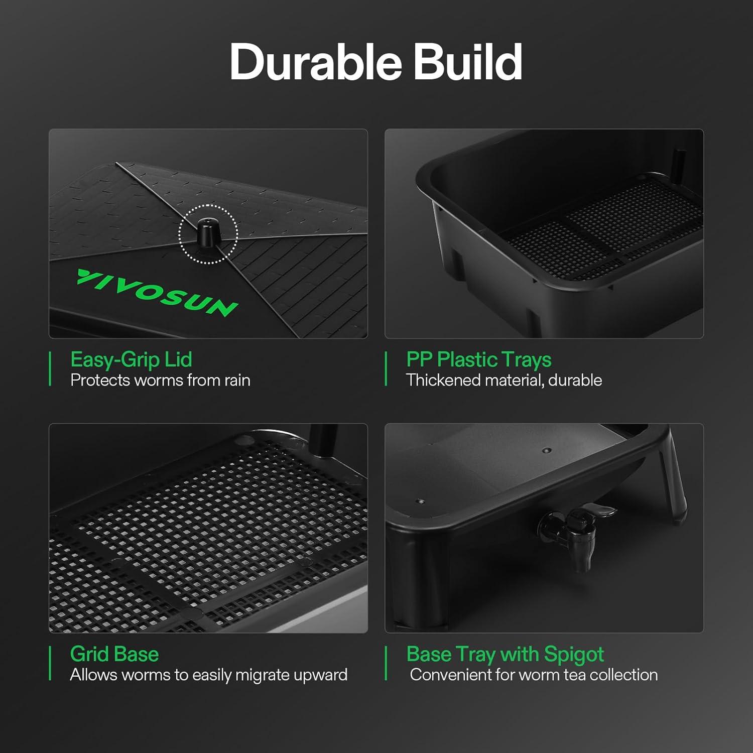 Contenedor de Compostaje VIVOSUN 50L 5 Capas para Lombrices