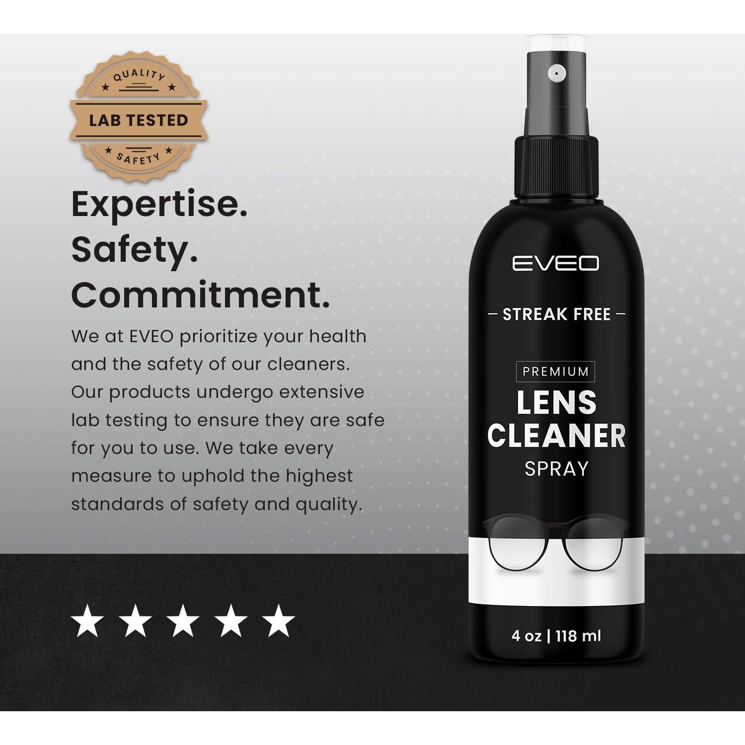 Kit de Limpieza de Gafas EVEO - 4 Piezas con Spray y Paño