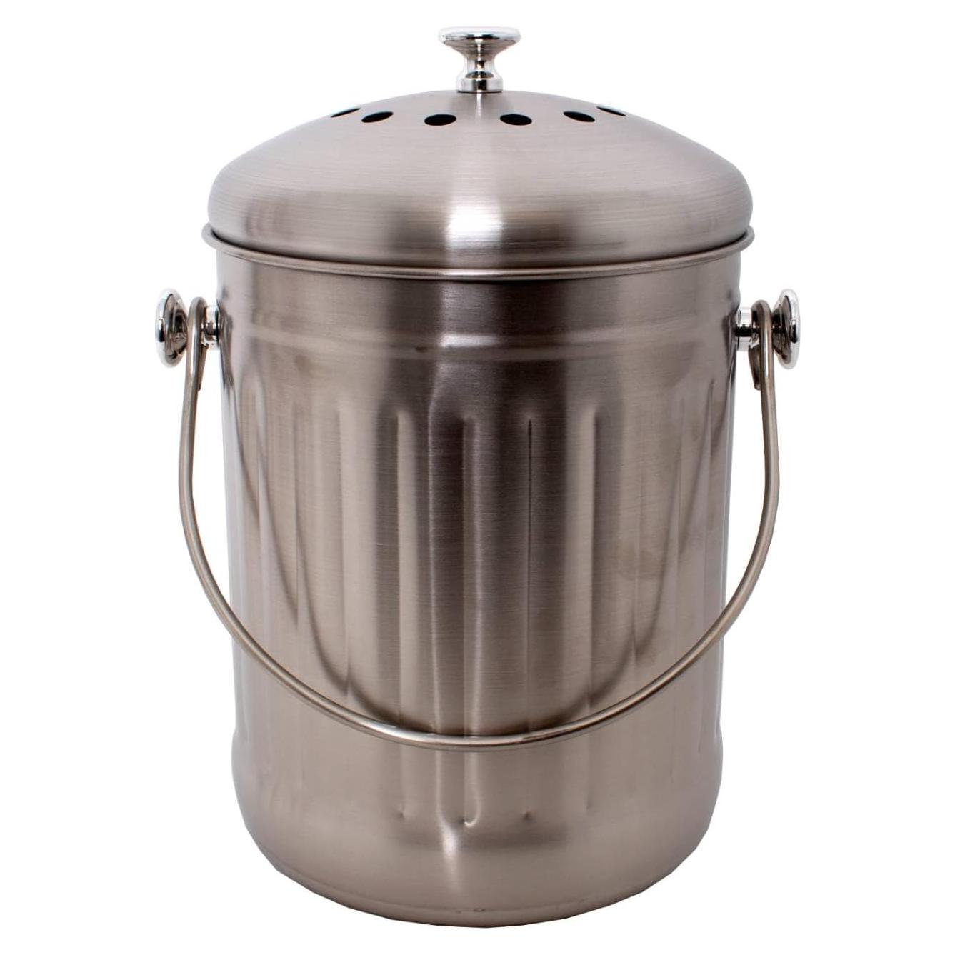 Cubo de Compostaje Lehman's 1 Galón Acero Inoxidable Sin Olores