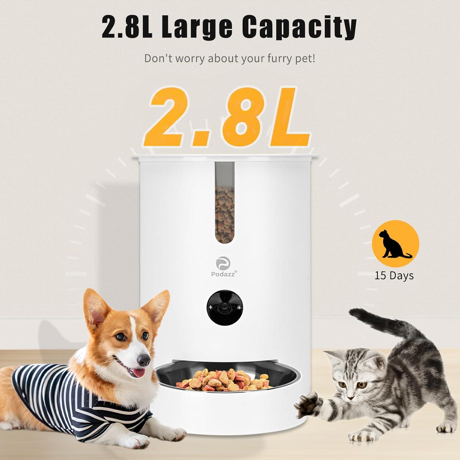 Comedero Automático Podazz F18C HD 1080P para Gatos y Perros