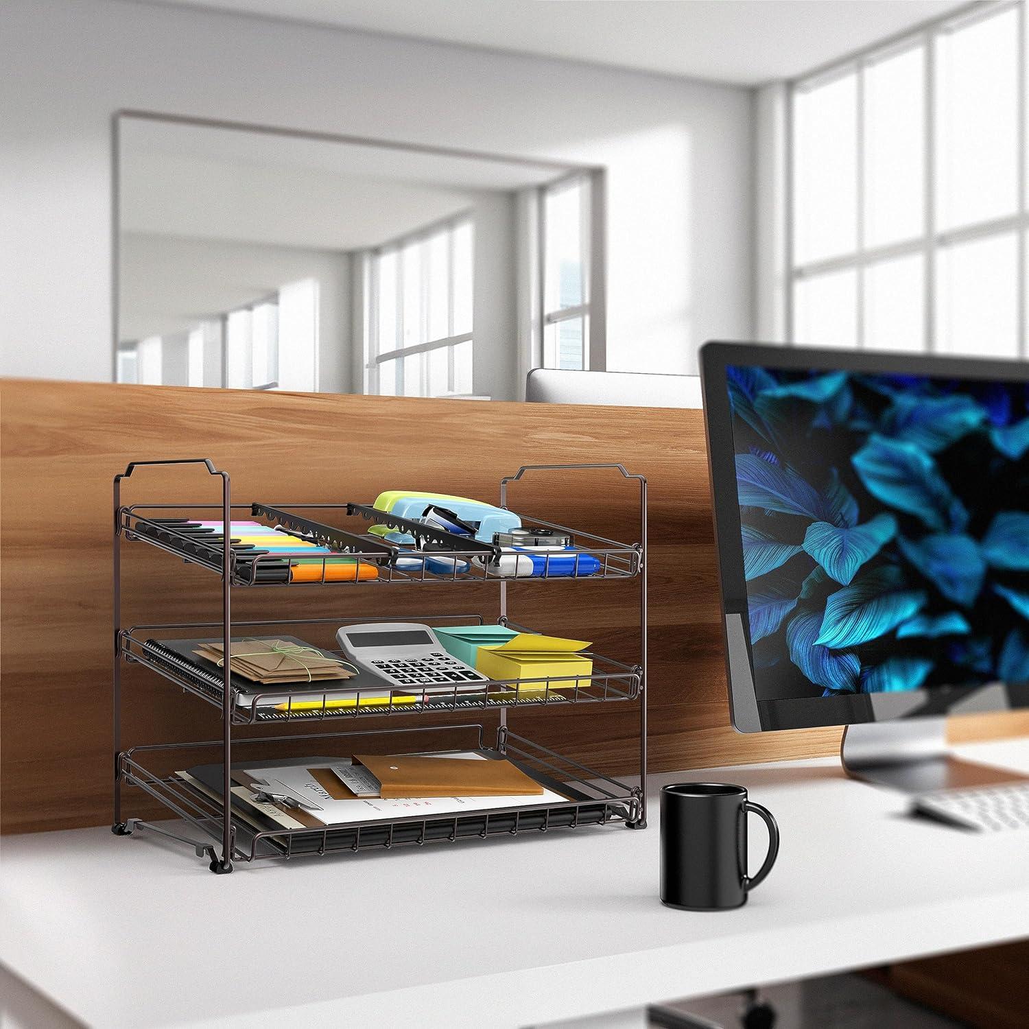 Organizador apilable de latas SimpleHouseware bronce 3 estantes