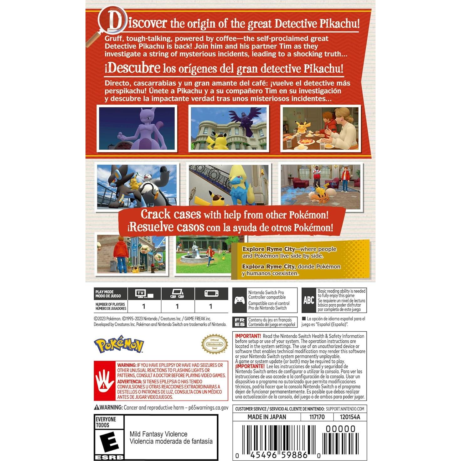 Videojuego Detective Pikachu Nintendo Switch 1 Jugador