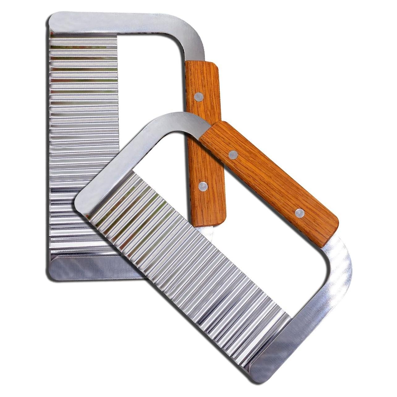 Cortador Crinkle Guardians 2 Piezas Acero Inoxidable Madera