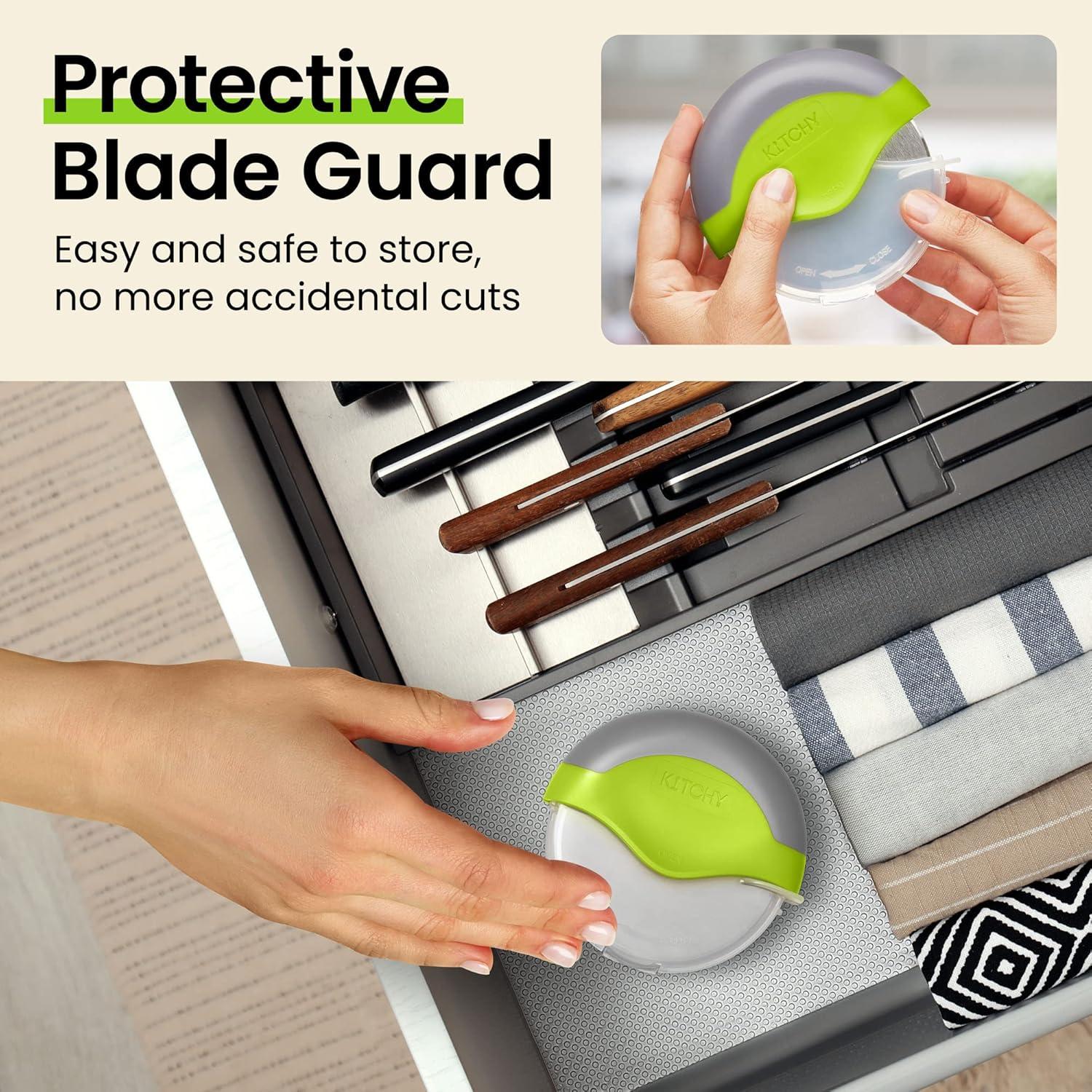 Cortador de Pizza Kitchy Verde con Cubierta Protectora