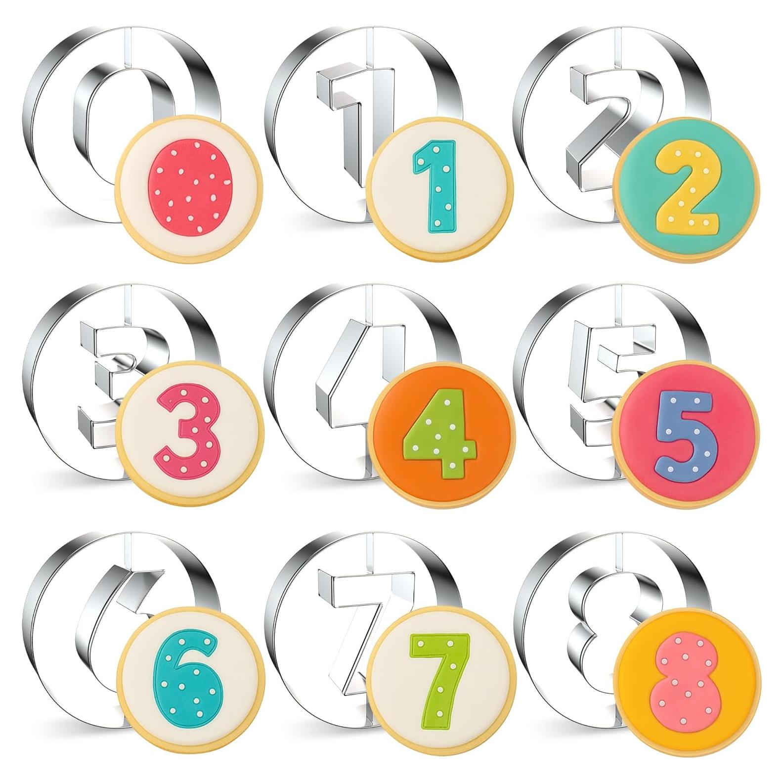 Juego de Cortadores de Galletas Números 10PCS FUSOTO Acero Inoxidable