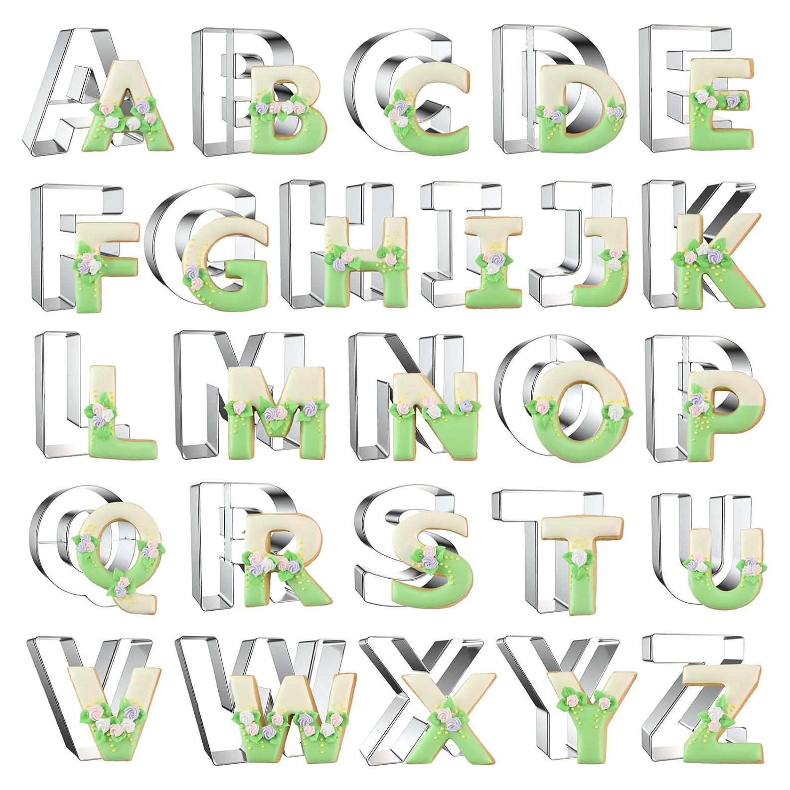 Cortadores de Galletas Alfabeto Xzhloym 26 Piezas Acero Inoxidable