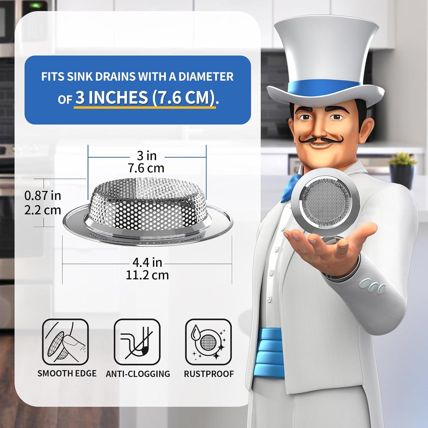 Colador de Fregadero MR.SIGA Acero Inoxidable 3 Piezas 11.2cm