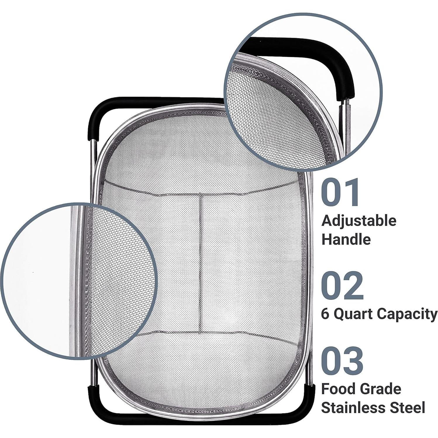 Colador Ovalado de Fregadero Makerstep Acero Inoxidable 35-48 cm