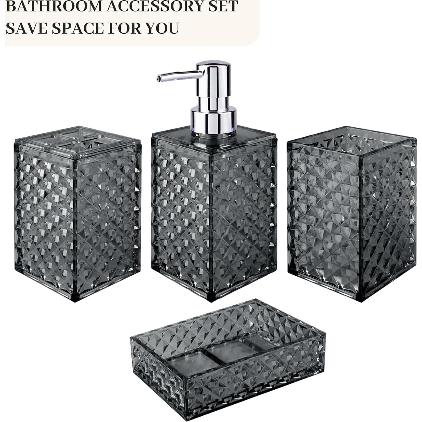 Juego de Accesorios de Baño RRM 4 Pcs Gris Moderno