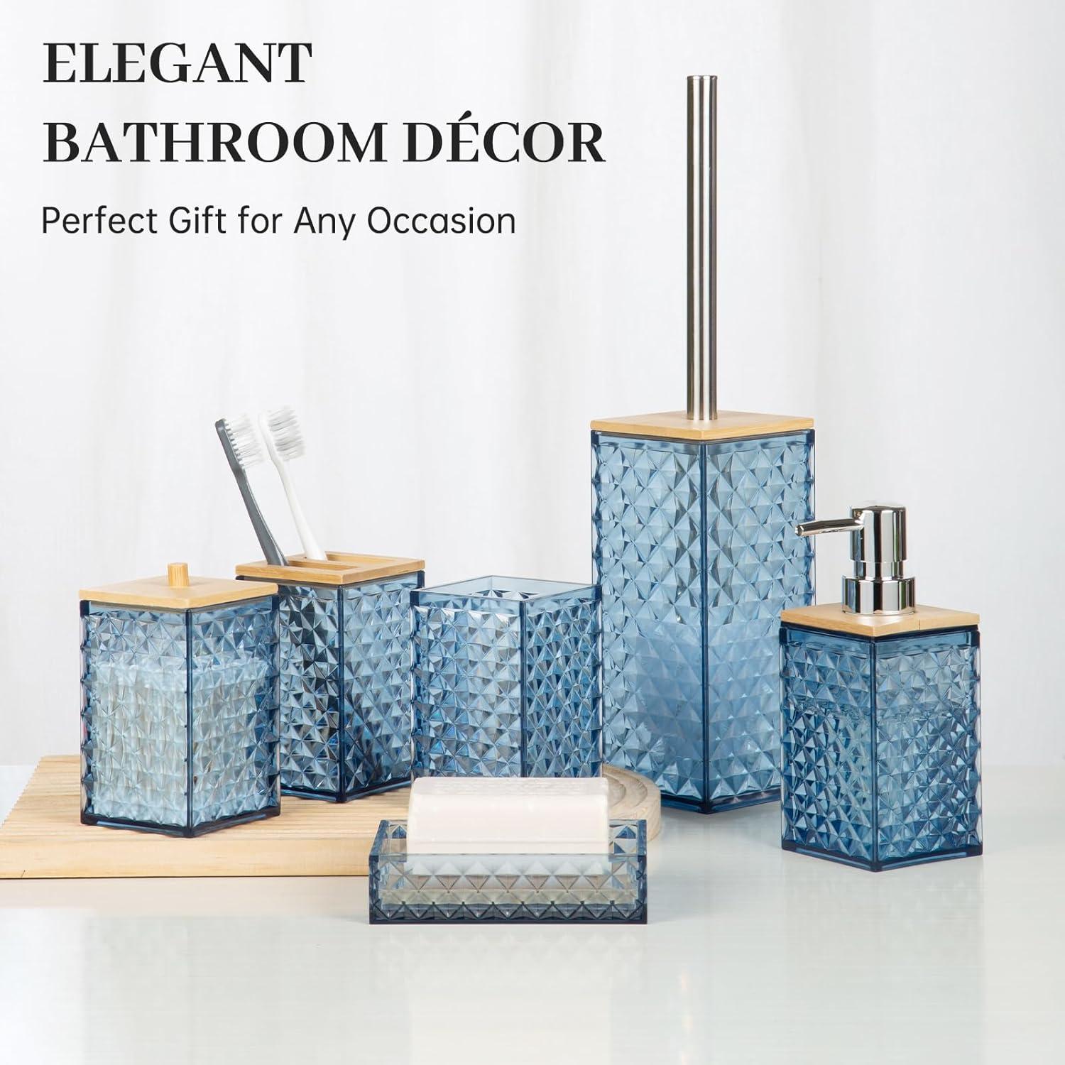 Juego de Accesorios de Baño RRM 6 Pcs Azul Patrón Cuadrícula