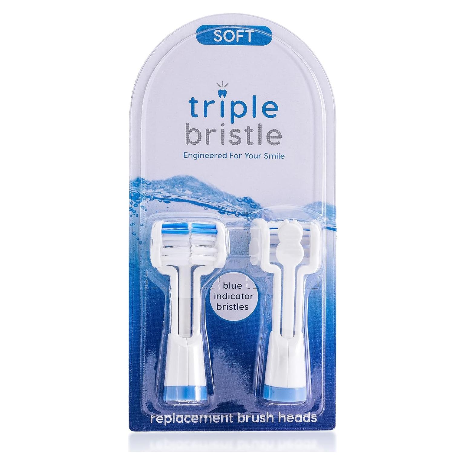 Cabezal de Cepillo Triple Bristle Azul - Paquete de 2
