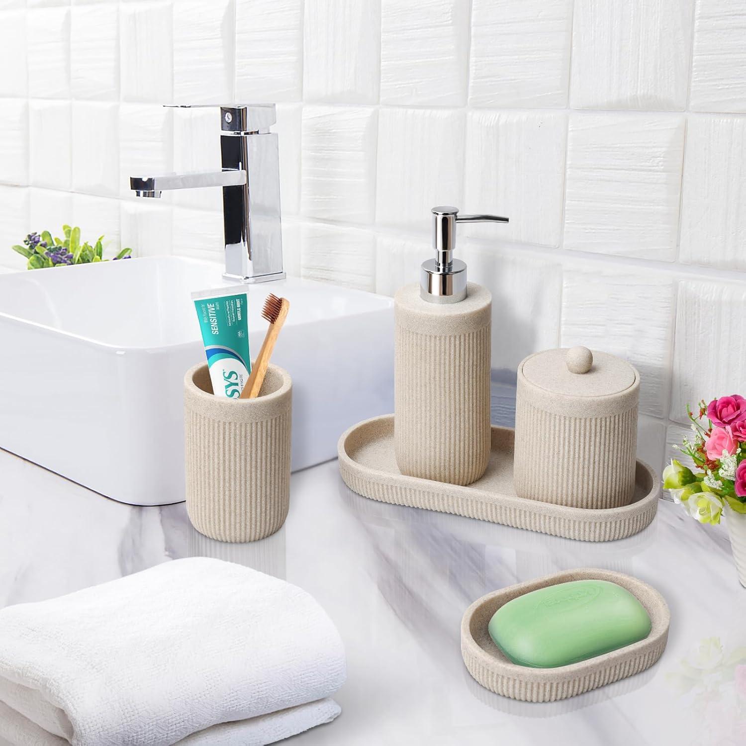 Juego de Accesorios de Baño 5 Piezas Deobath Beige