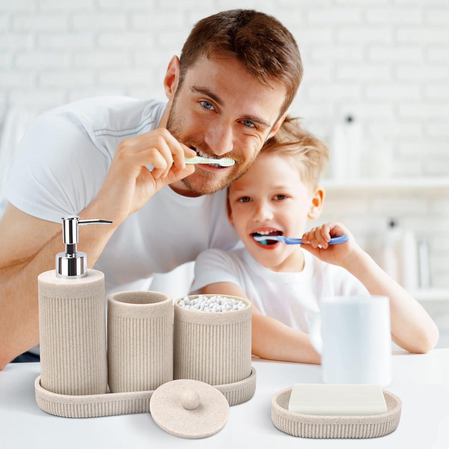 Juego de Accesorios de Baño 5 Piezas Deobath Beige