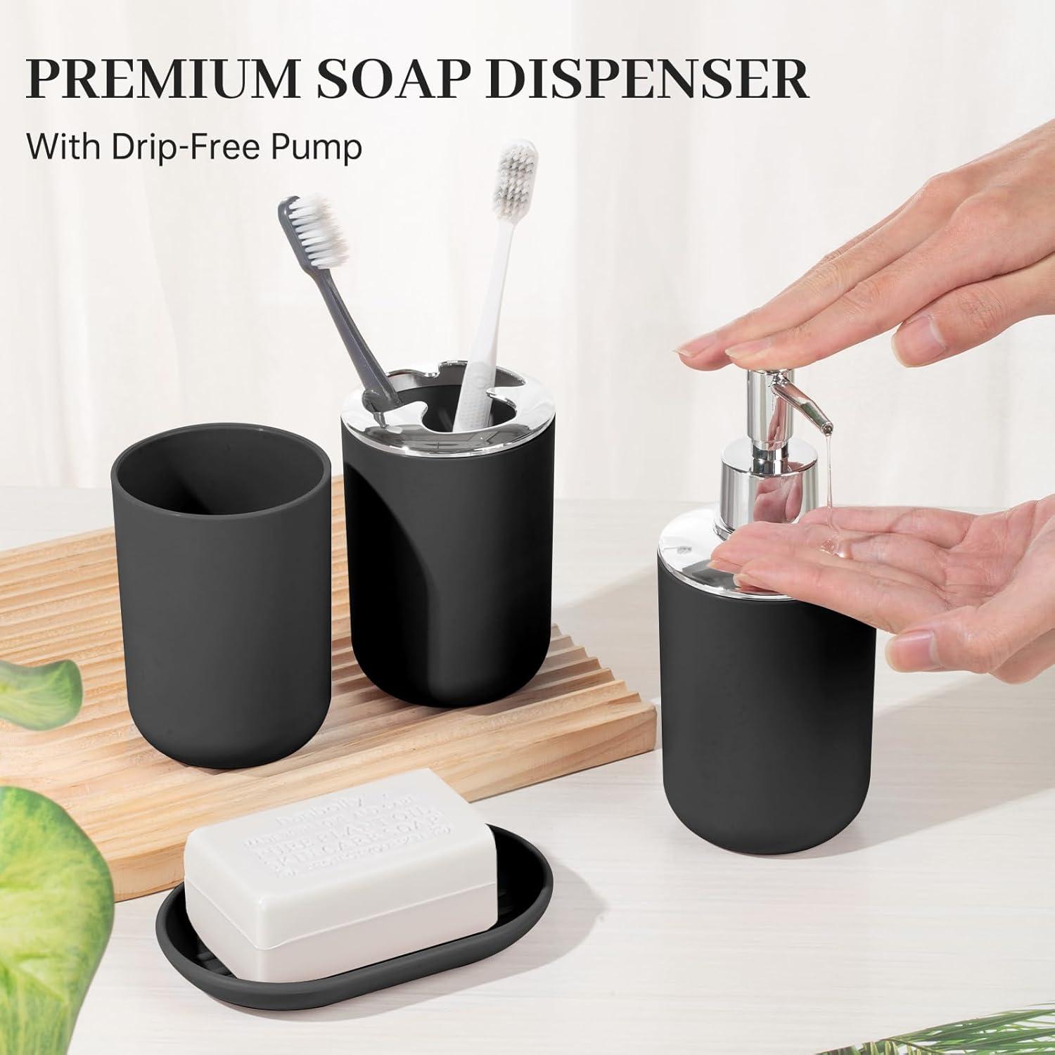 Juego de Accesorios de Baño RRM 4 Piezas Plástico Negro