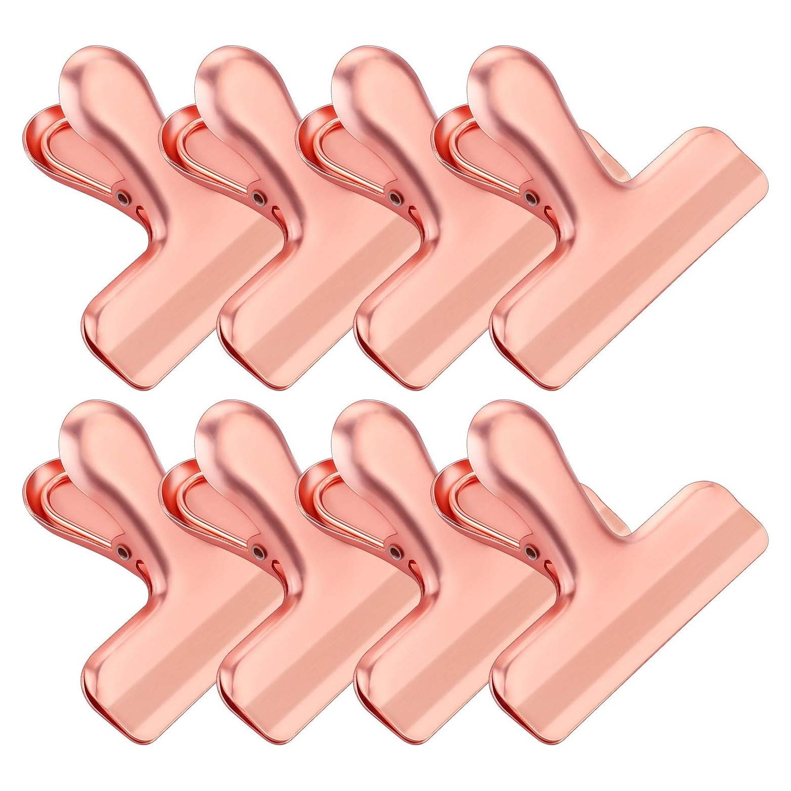 Juego de Clips para Bolsas de Comida Whaline 8 Piezas Acero Inoxidable Oro Rosa