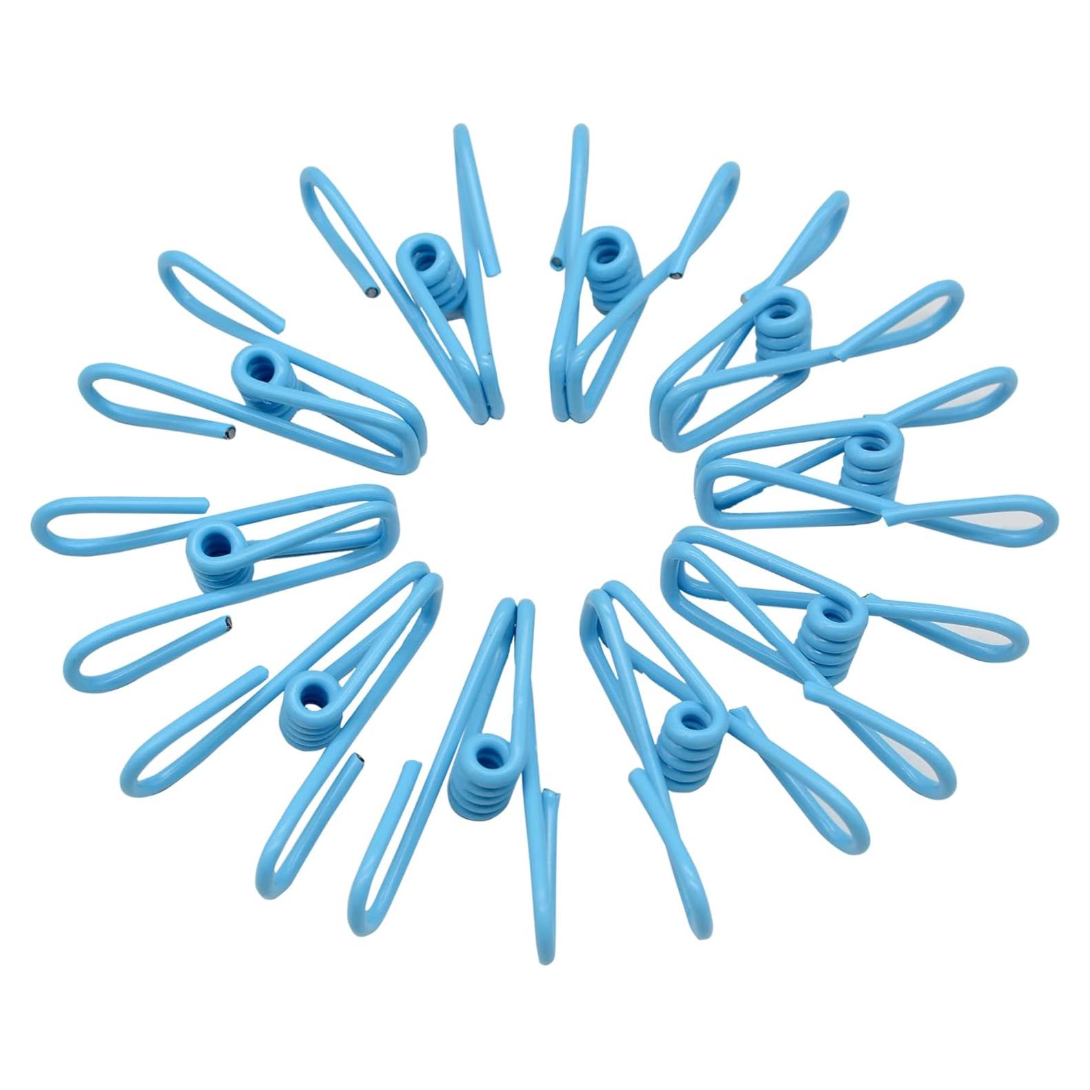 30 Clips de Ropa Yansanido Azul 5,08 cm Metal PVC