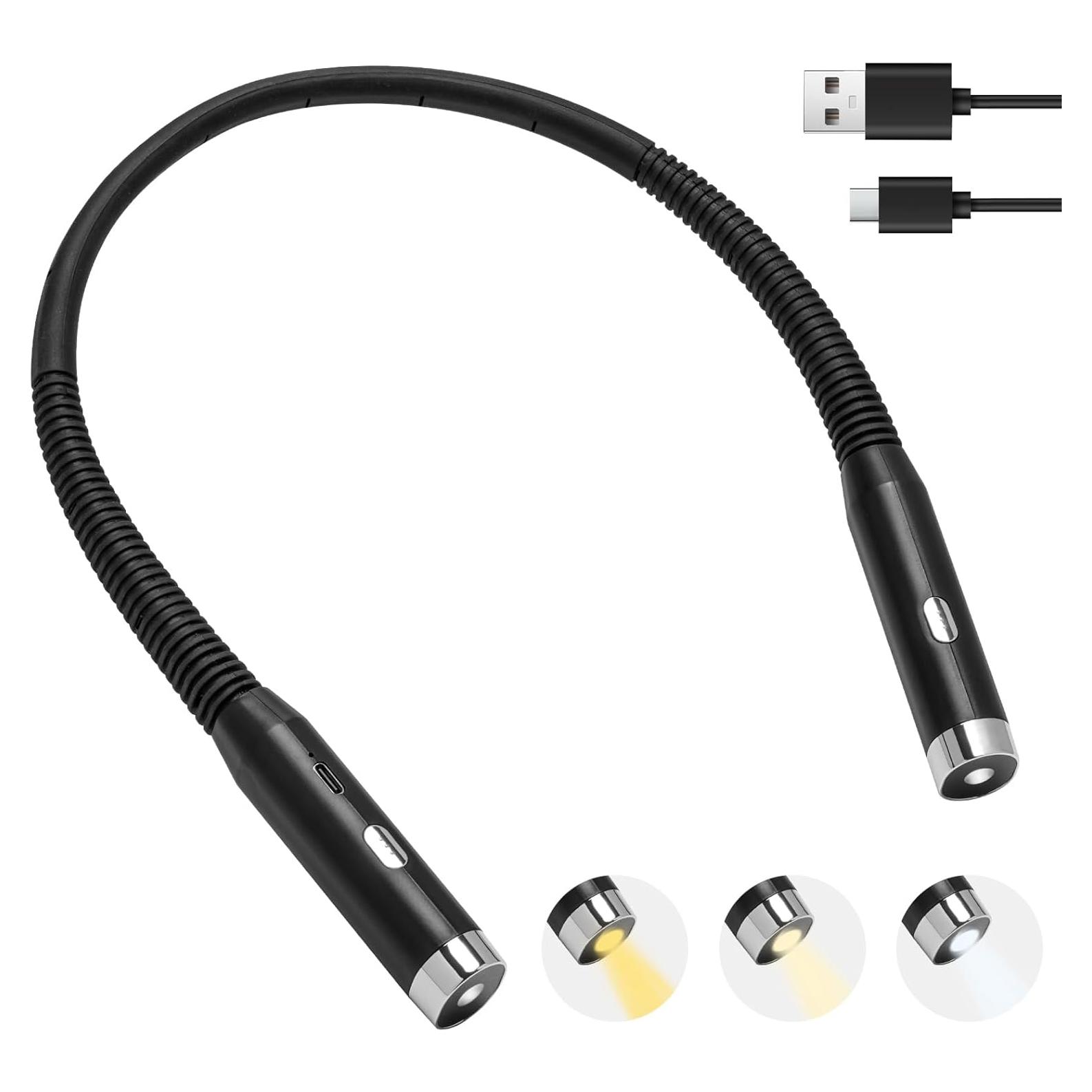 Luz de lectura LED recargable HHUWRUL F4, 3 niveles de brillo