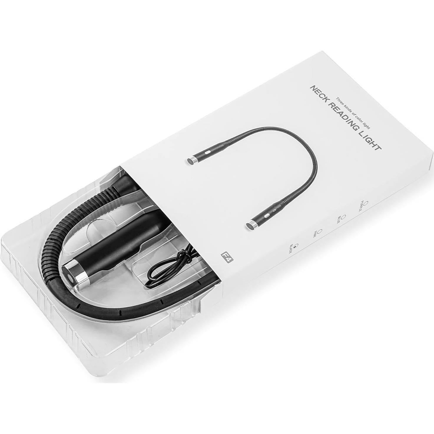 Luz de lectura LED recargable HHUWRUL F4, 3 niveles de brillo