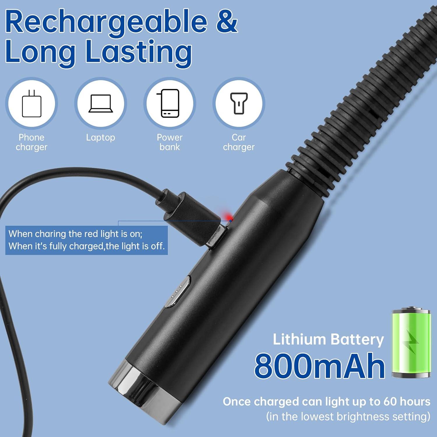 Luz de lectura LED recargable HHUWRUL F4, 3 niveles de brillo