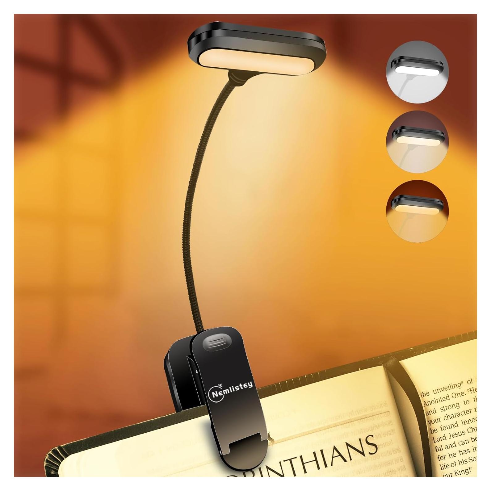 Luz de lectura recargable Nemlistey con 3 temperaturas