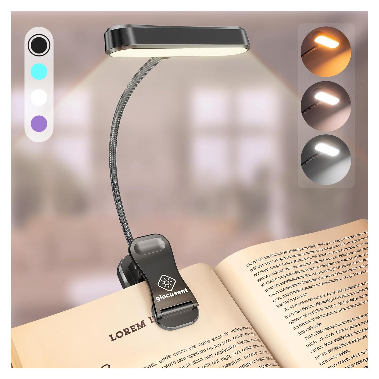 Luz de lectura Glocusent A18 recargable 3 colores 5 brillos