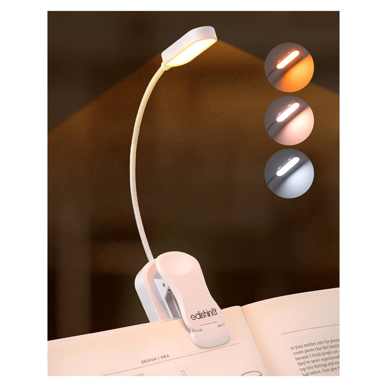 Luz de Lectura EDISHINE Recargable USB con Clip 3 Modos