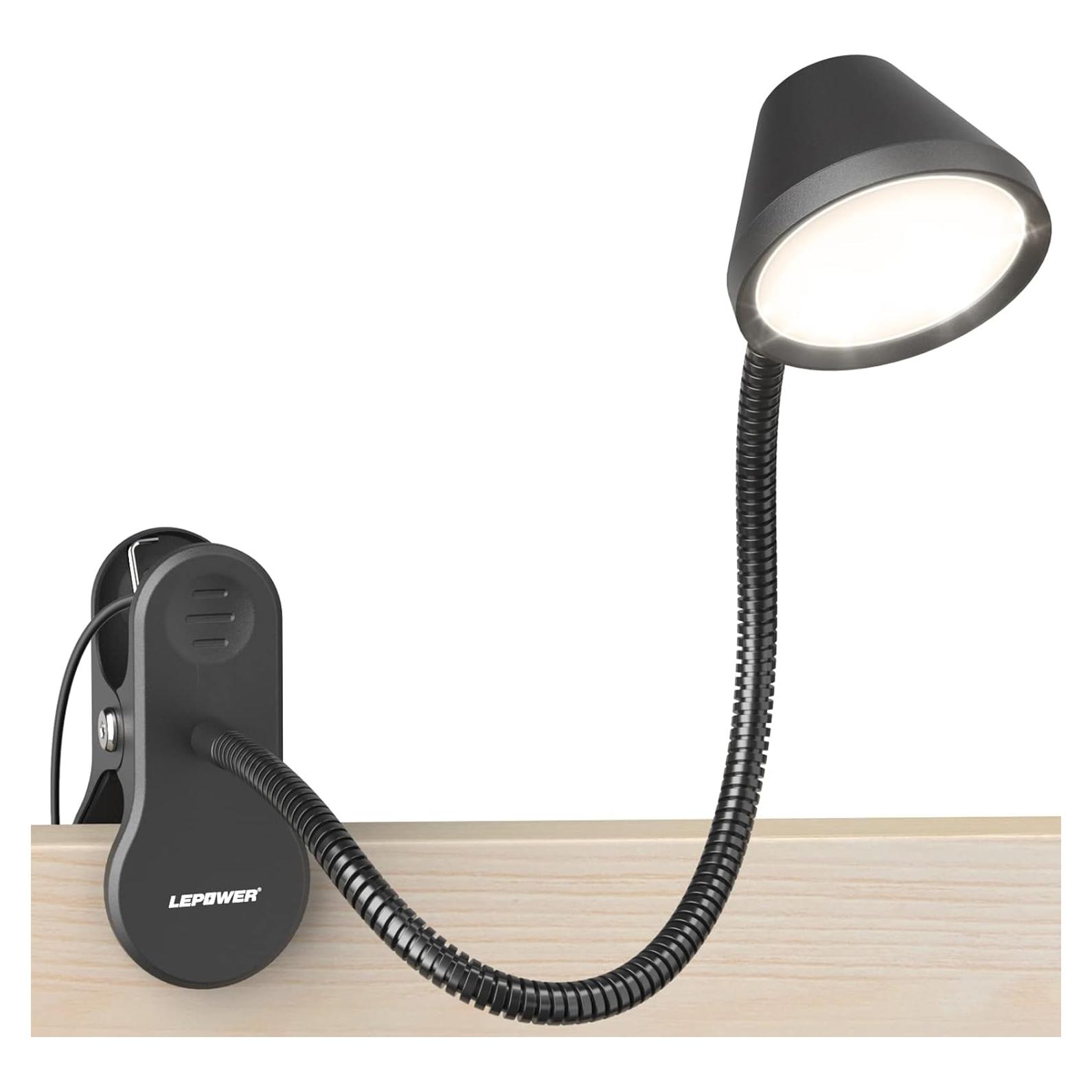 Luz de Lectura Clip LEPOWER 300LM Regulable Negro