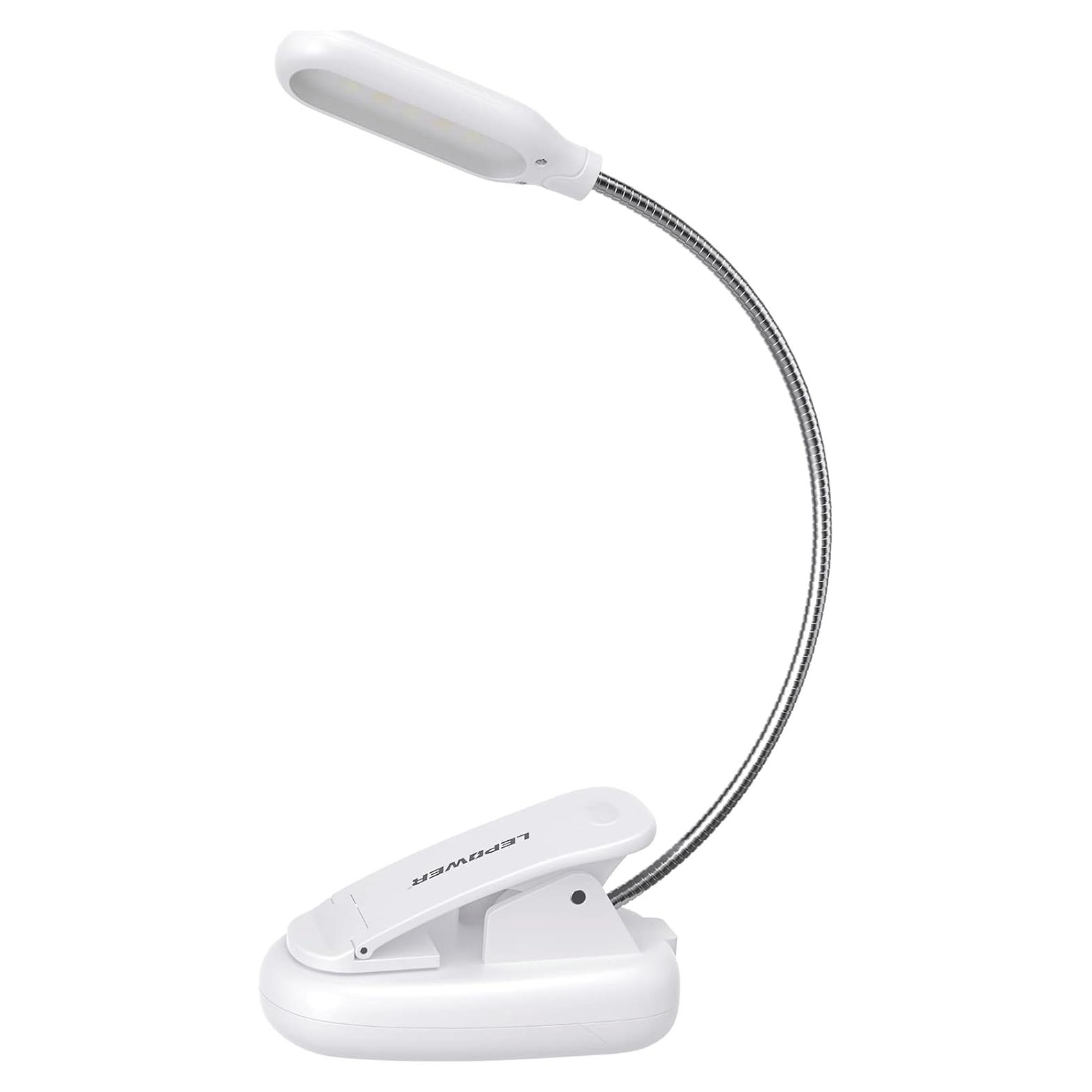 Luz de Libro Clip LEPOWER LED 5 Lúmenes Blanca Portátil