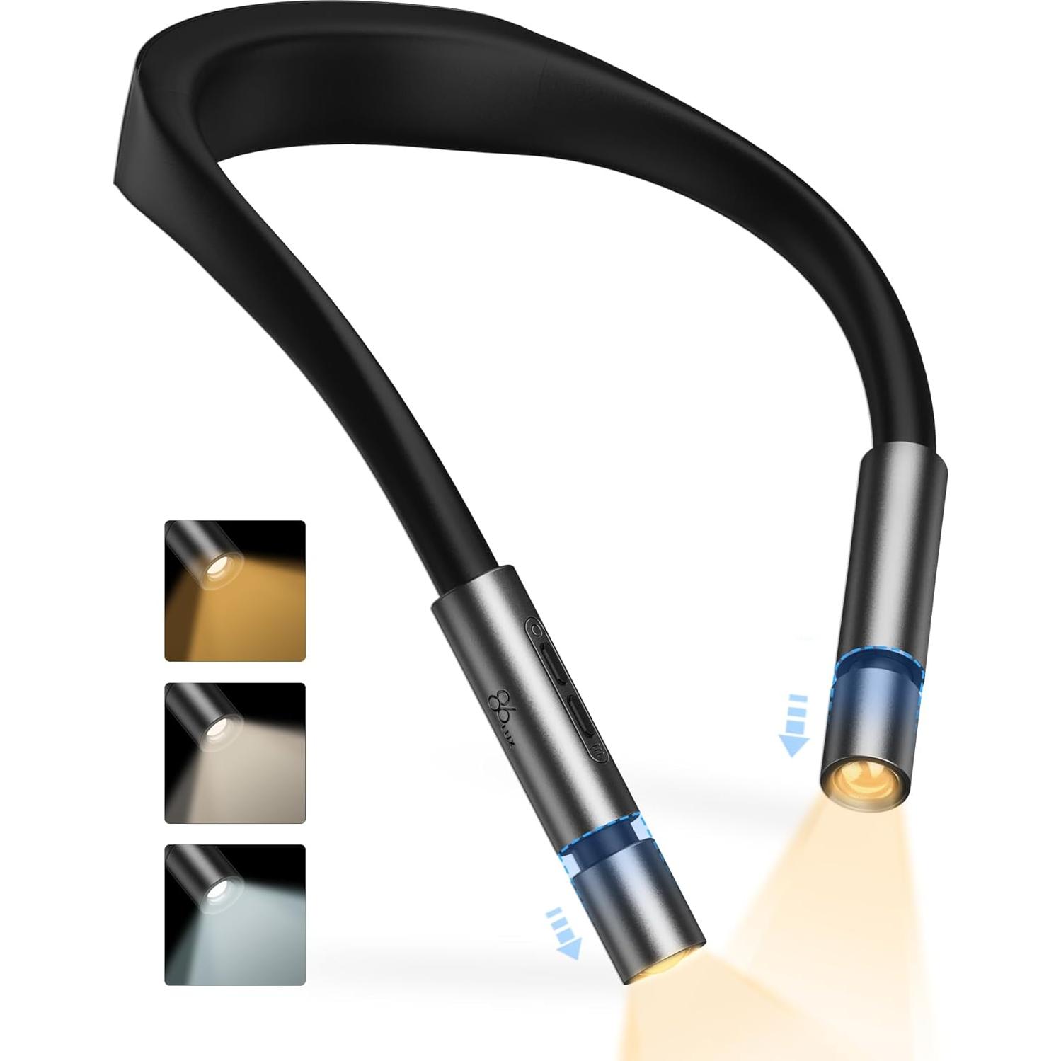 Luz LED de Lectura para Cuello 86lux, 3 Colores, Manos Libres
