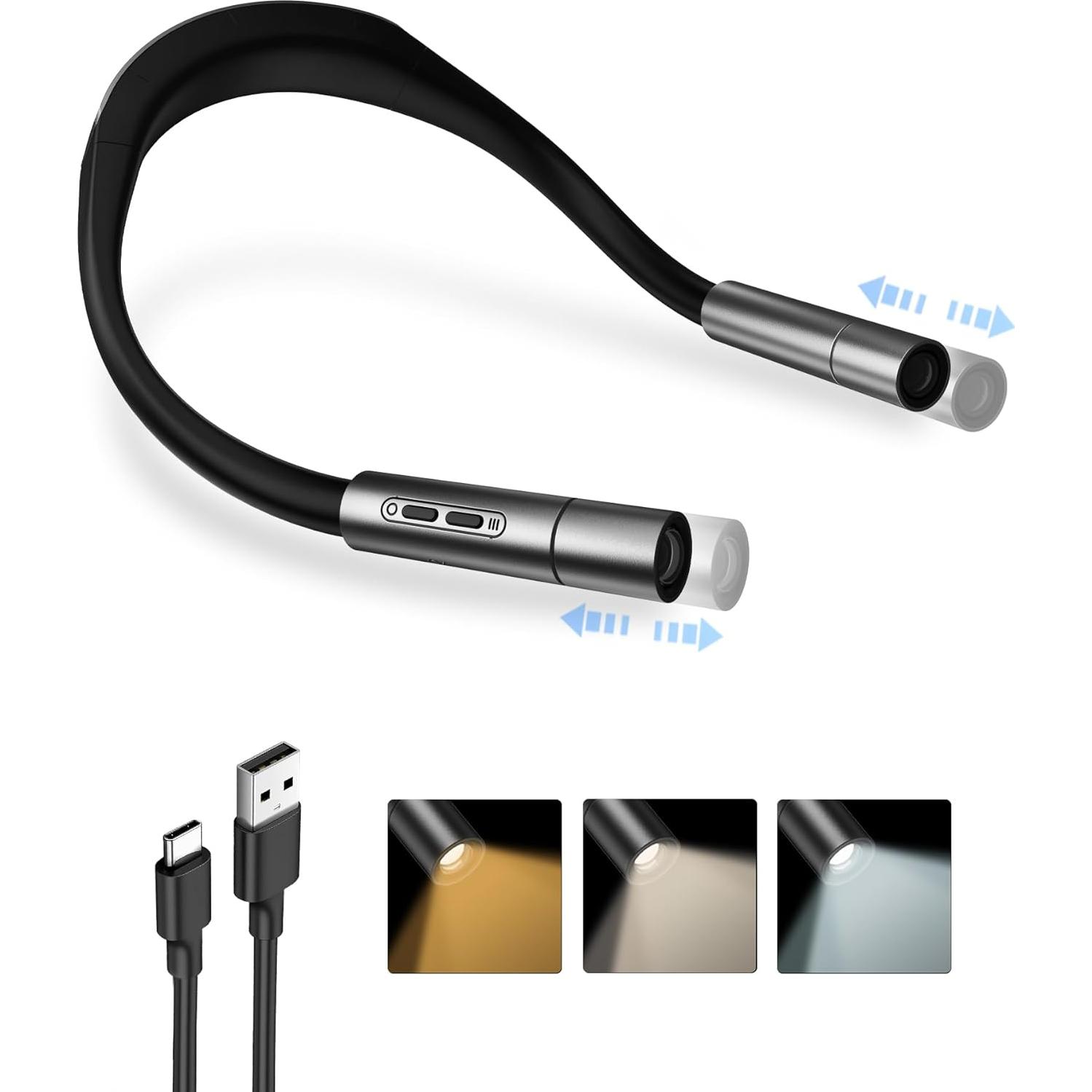 Luz LED de Lectura para Cuello 86lux, 3 Colores, Manos Libres