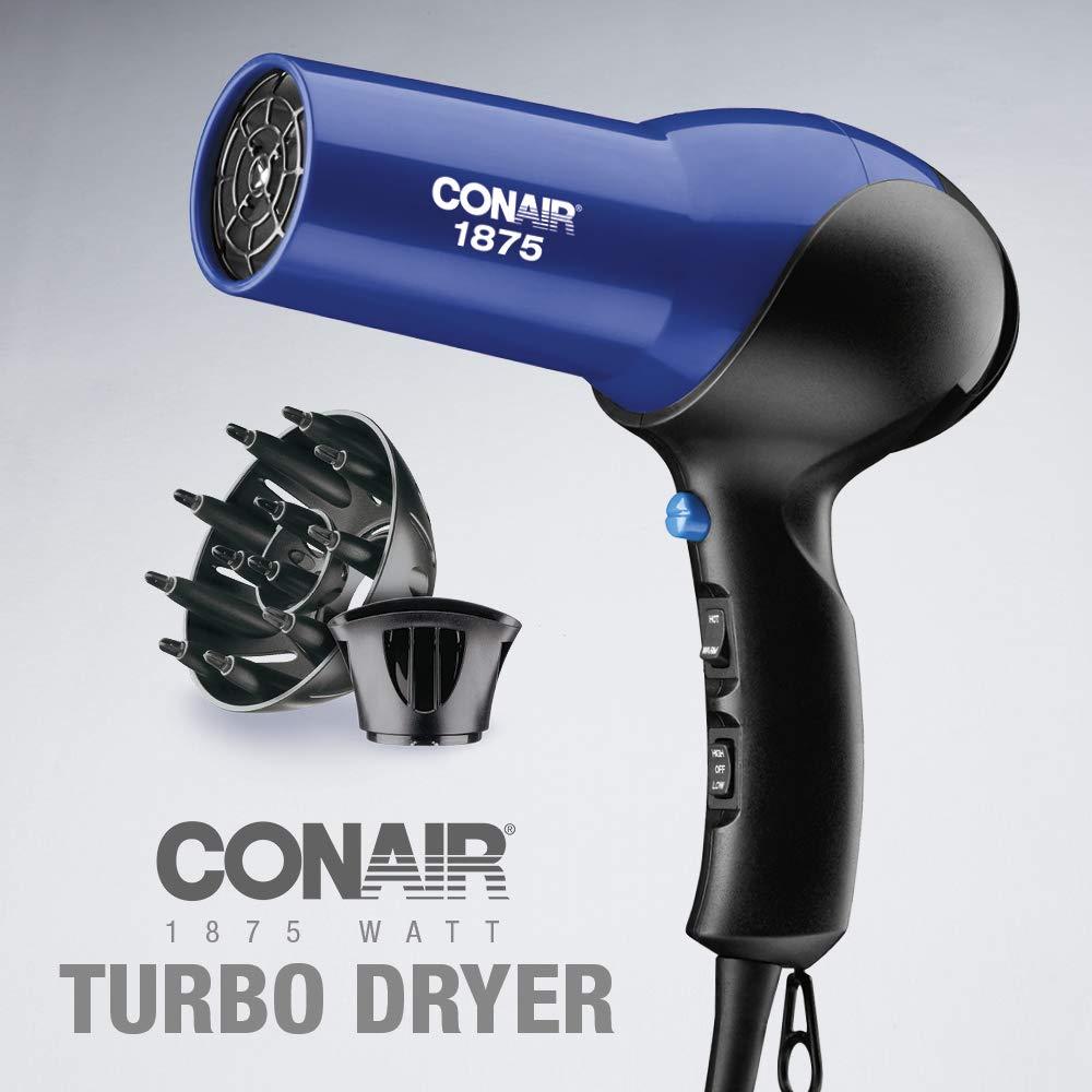 Secador de Pelo Iónico Conair 1875W Azul/Negro con Difusor
