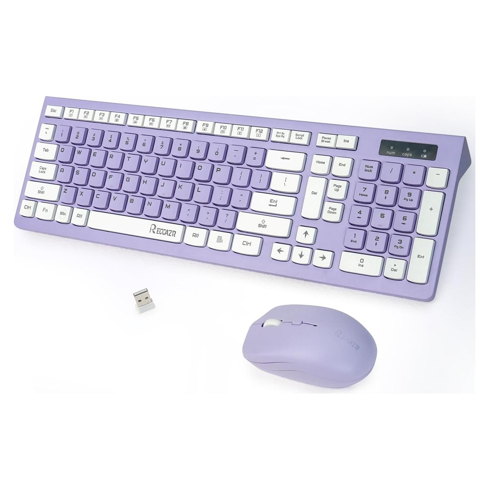 Combo Teclado y Ratón Inalámbricos RECCAZR Púrpura