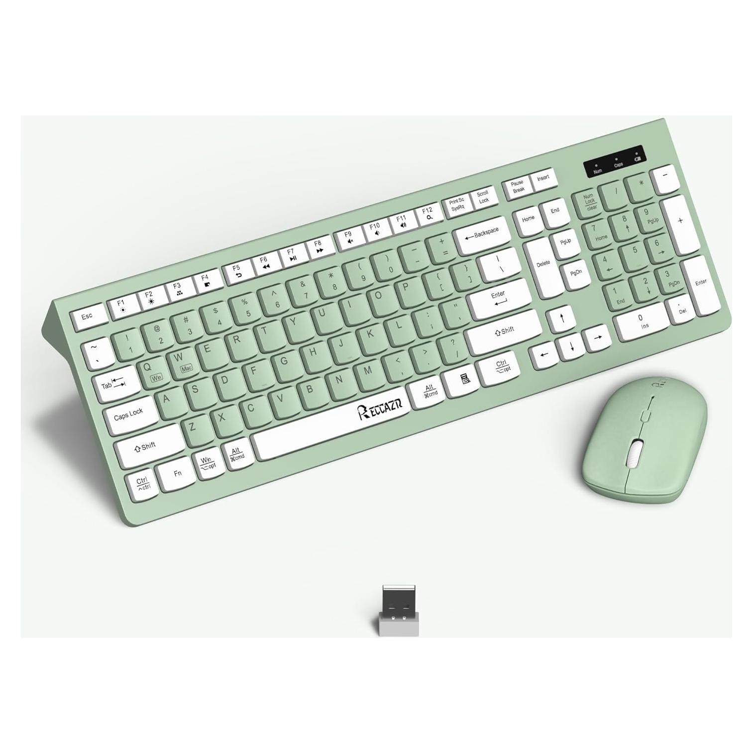 Combo Teclado y Ratón Inalámbrico RECCAZR Verde Aguacate