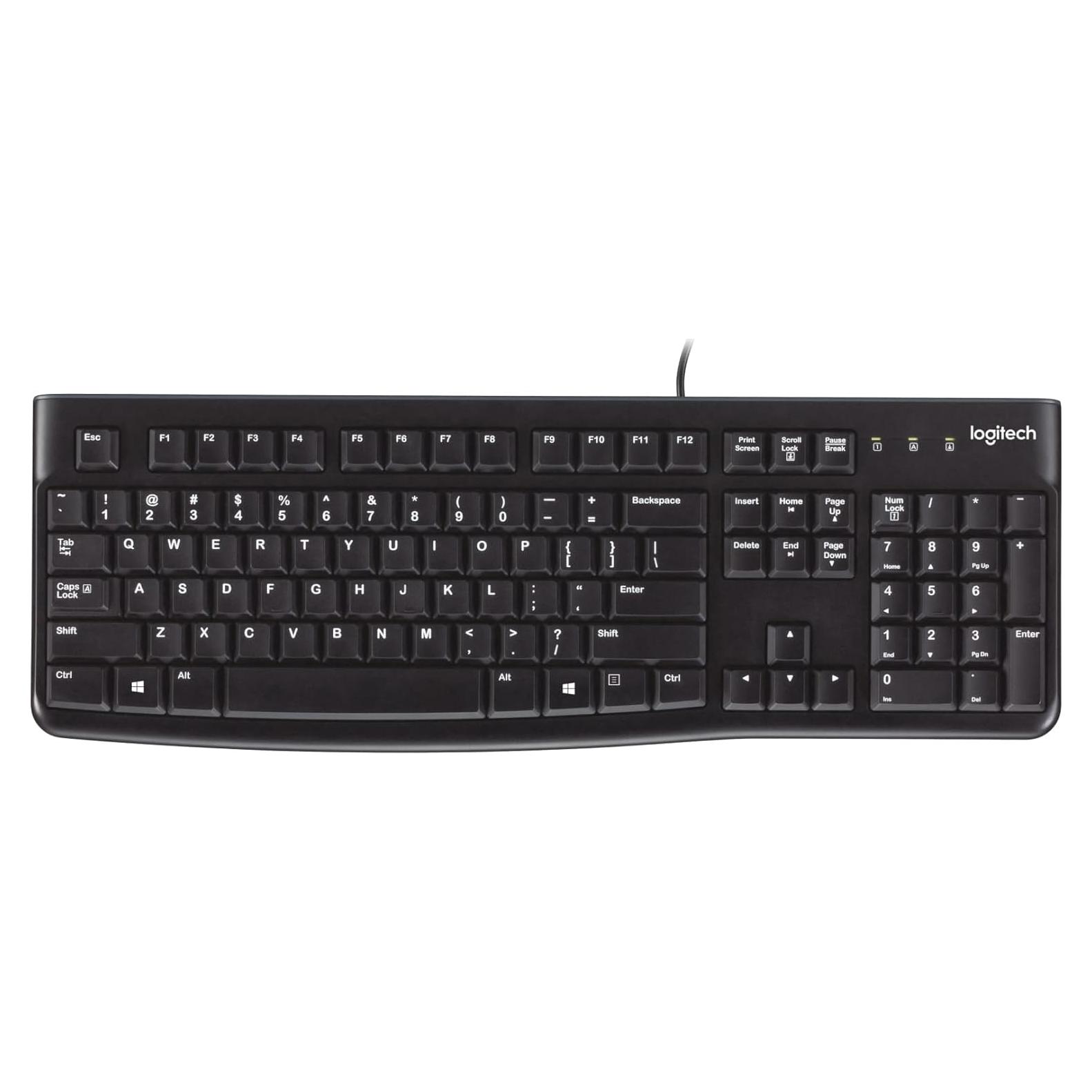 Teclado Logitech K120 con cable USB resistente a derrames