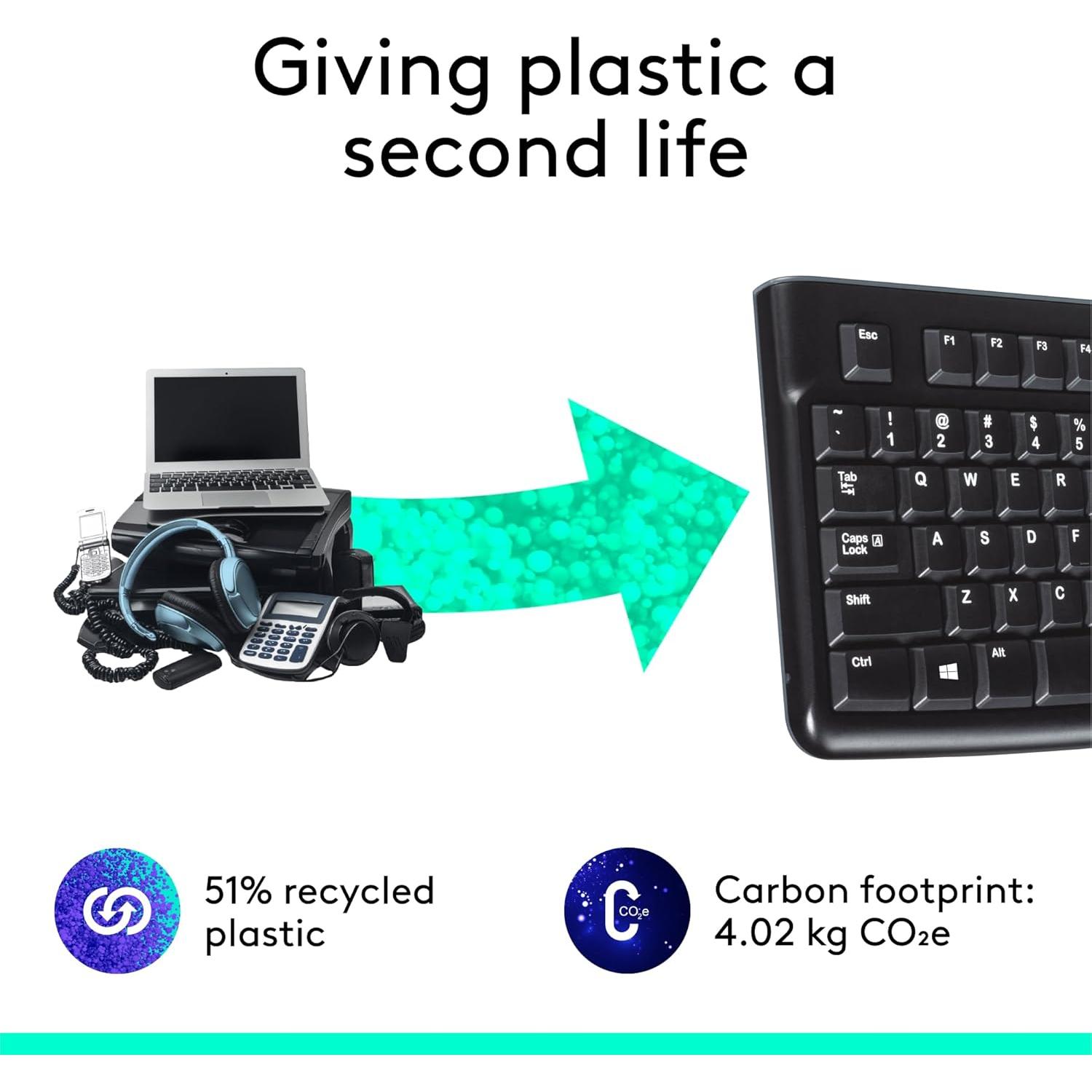 Teclado Logitech K120 con cable USB resistente a derrames