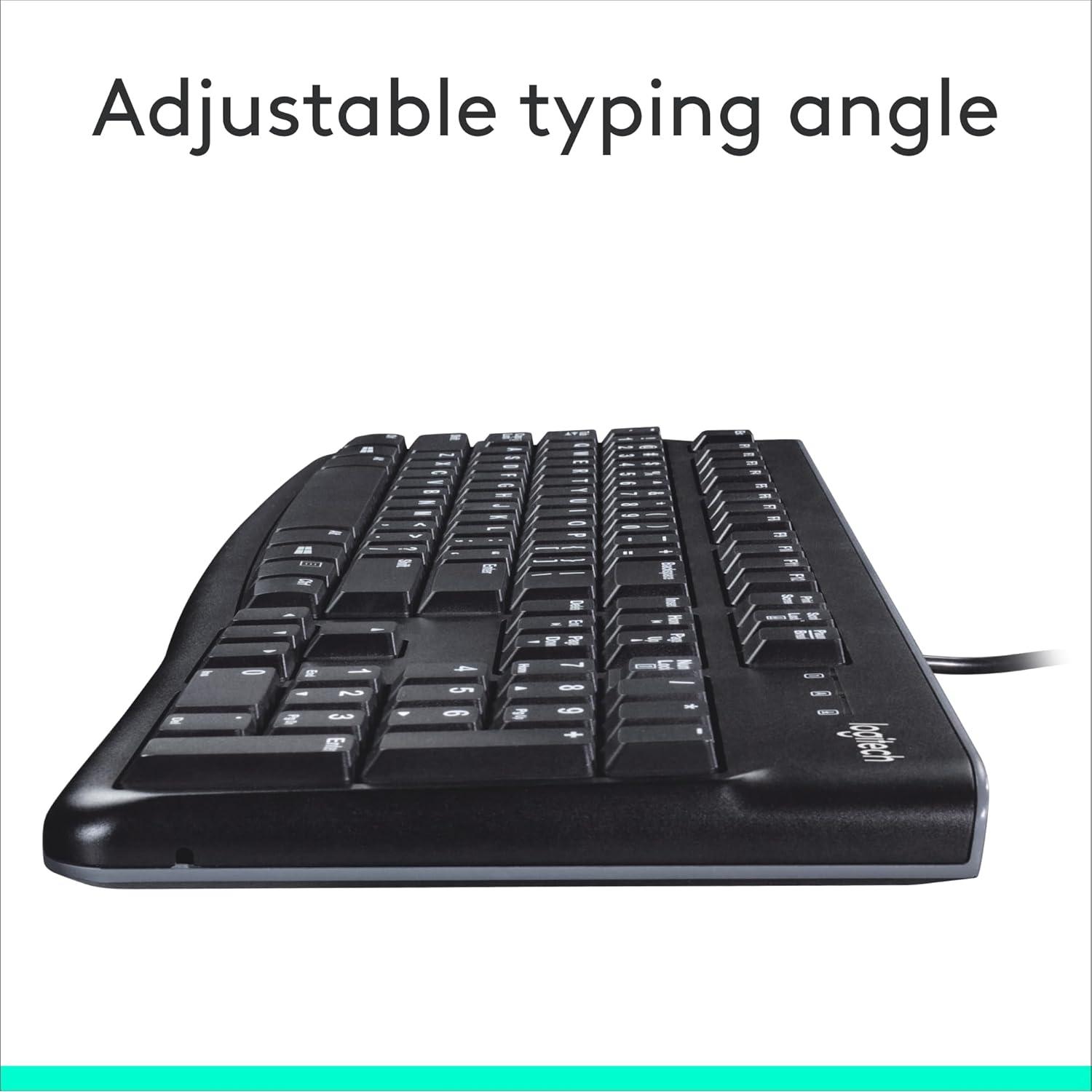 Teclado Logitech K120 con cable USB resistente a derrames